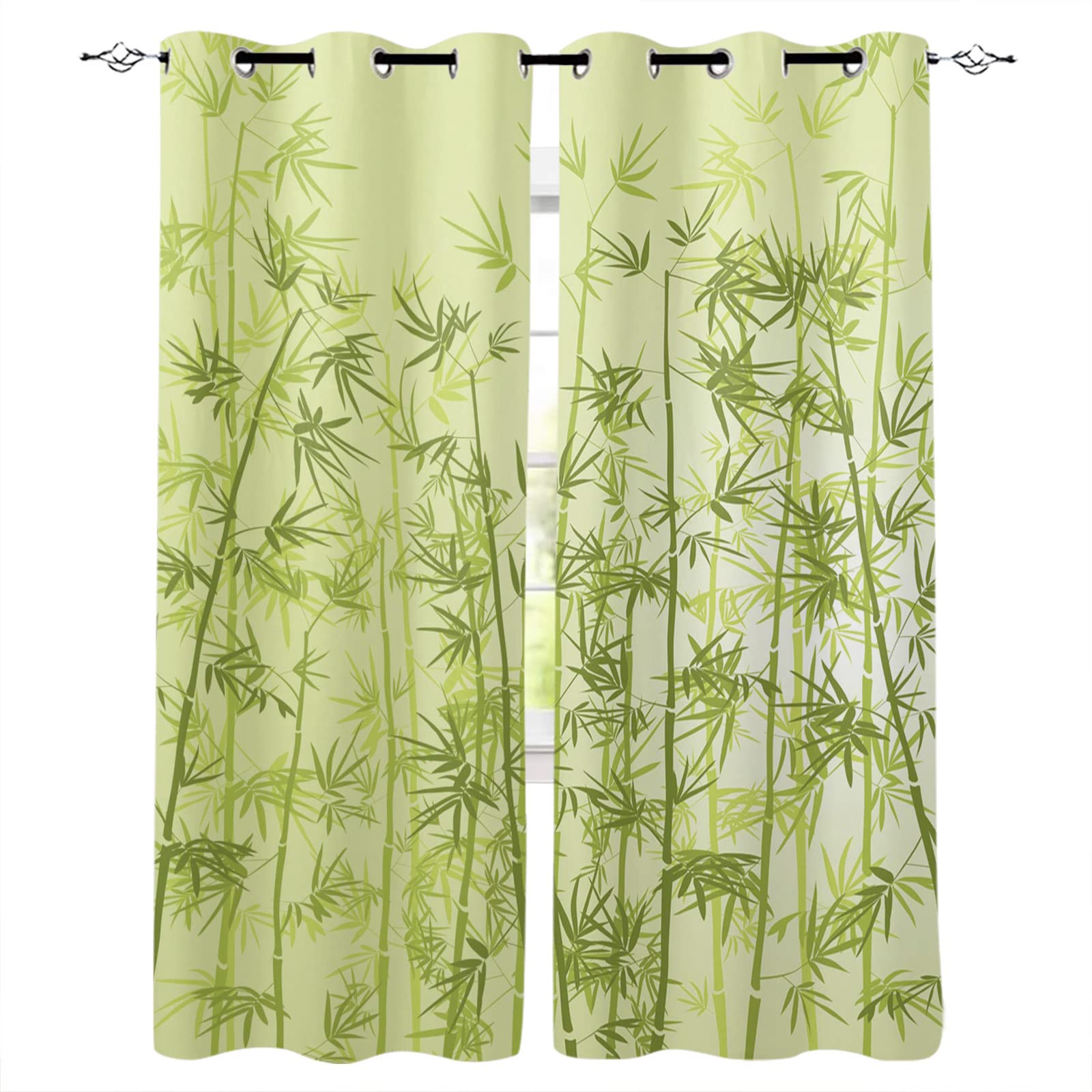 Amazon.de: ZQMHCY Gardinen Grner Bambus Scheibengardinen Weich  Verdunklungsvorhnge Vorhang Blickdicht Scheibengardine Schlafzimmer  Vorhnge Wohnzimmer Gardinen mit sen Schallschutz Curtain 2x75x166cm