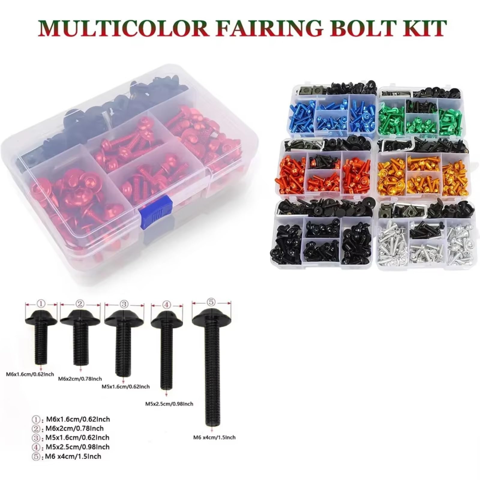 Motorrad Schrauben Kompatibel Mit Yamaha Für XJ6 Für Diversion Für XJ6N Für FZ6R Für FZR1000 Für FZR750R Für FZR600 Motorradverkleidungsschrauben Schrauben Mutter Clips Kit(Red)