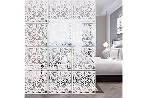 ANMINY White Lattice Panels - 12 PCS Hanging Room Divider Flower Carving Pattern