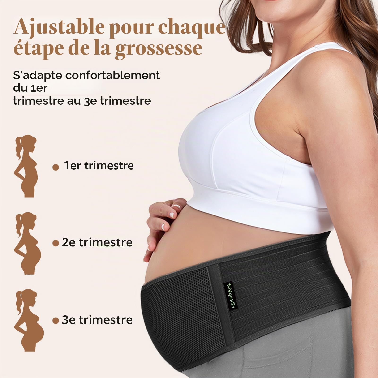 ChongErfei Ceinture de grossesse, ceinture de grossesse, soutien dorsal, soutien dorsal, soulage le dos, le bassin, les douleurs de hanche pour la grossesse (noir, taille unique)