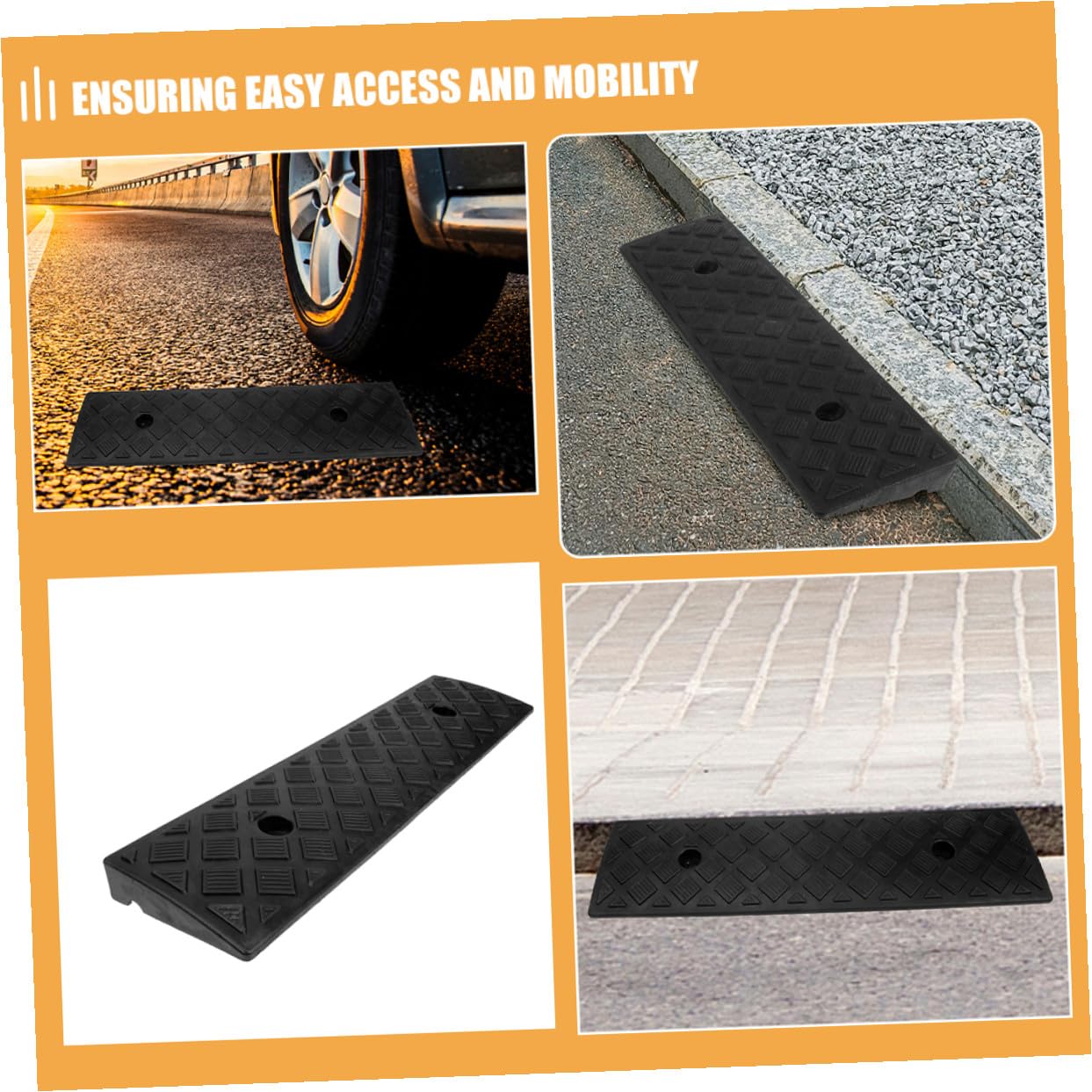 Rampa de Umbral para Coches y Motocicletas, 2 Piezas, Plástico Negro