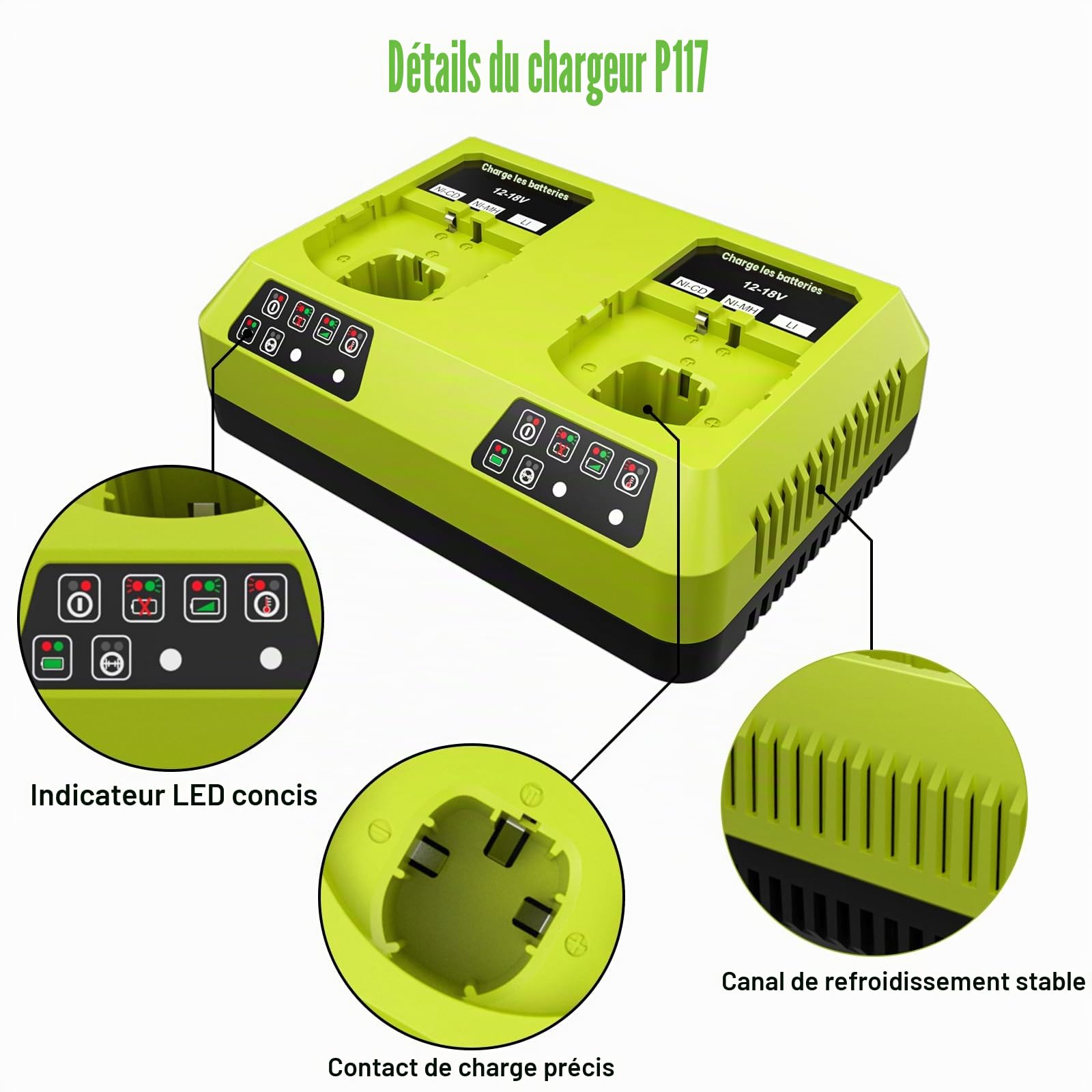 2X 18V 5,5Ah Batterie Remplacement pour Ryobi + 6A Double Chargeur Compatible with Ryobi One+ Batterie RB18L50 RB18L25 RB18L13 RB18L40 RB18L20 P108 P102 P103 P104 P105 P106 P107