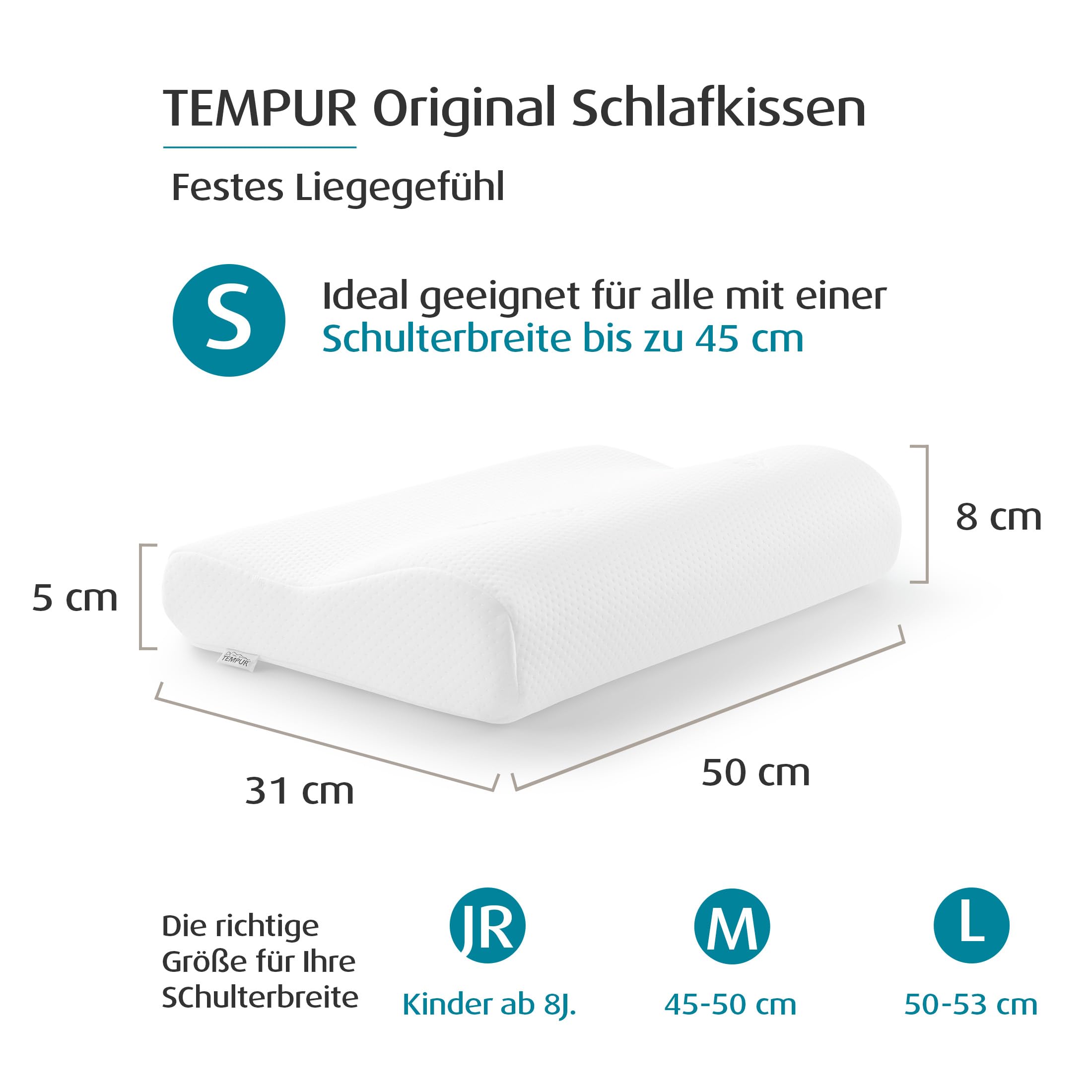 TEMPUR Original Memory Foam Sleeping Pillow, Ergonomic Neck