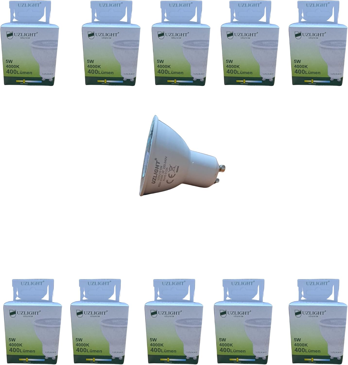 10 Adet 5W 4000K GU10 Duy 38° Gün Işığı Led Spot Ampul UZLIGHT