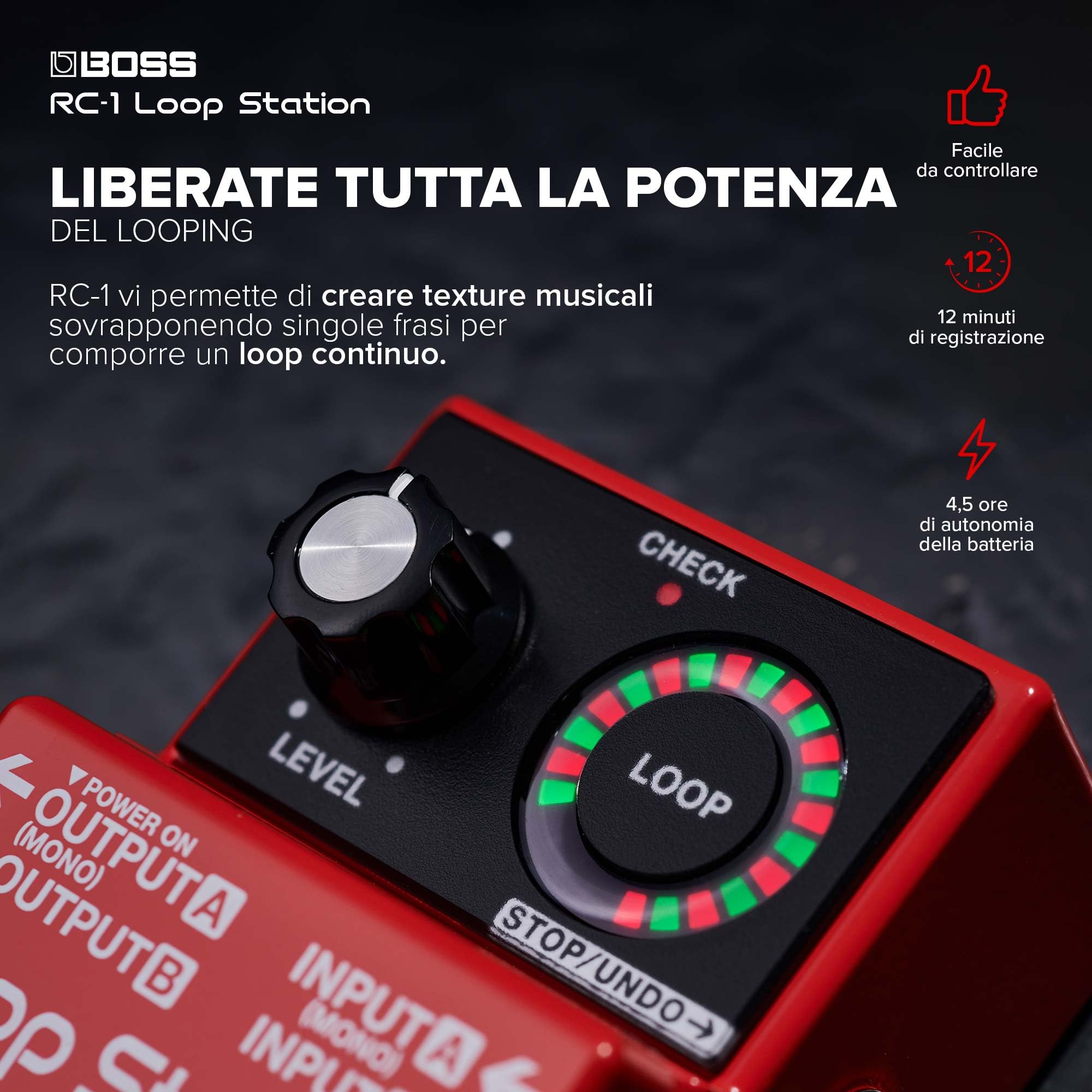 BOSS RC-1 Pedale Loop Station | Semplice Looper Standard del