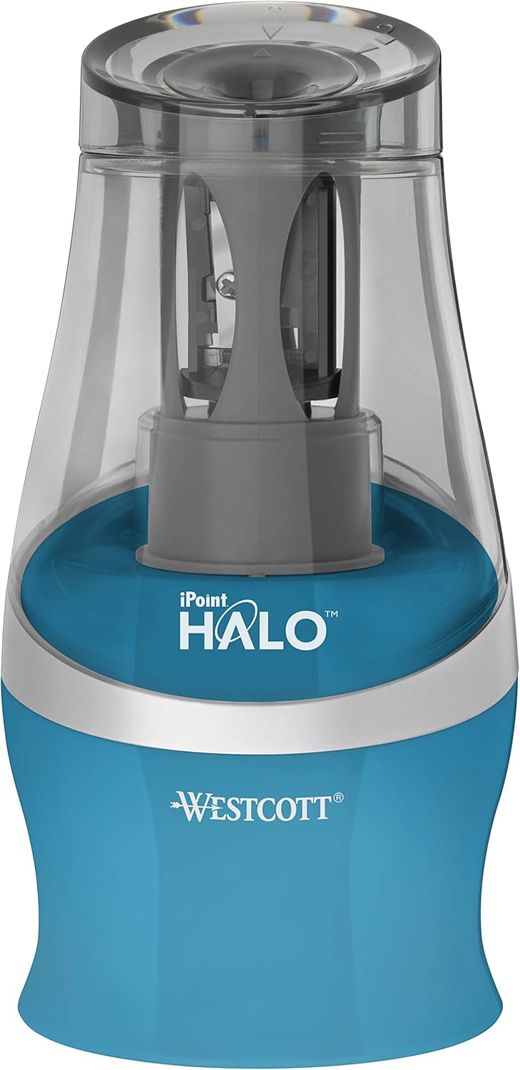 Westcott iPoint Halo BatteryOperated Pencil Sharpener turquoise