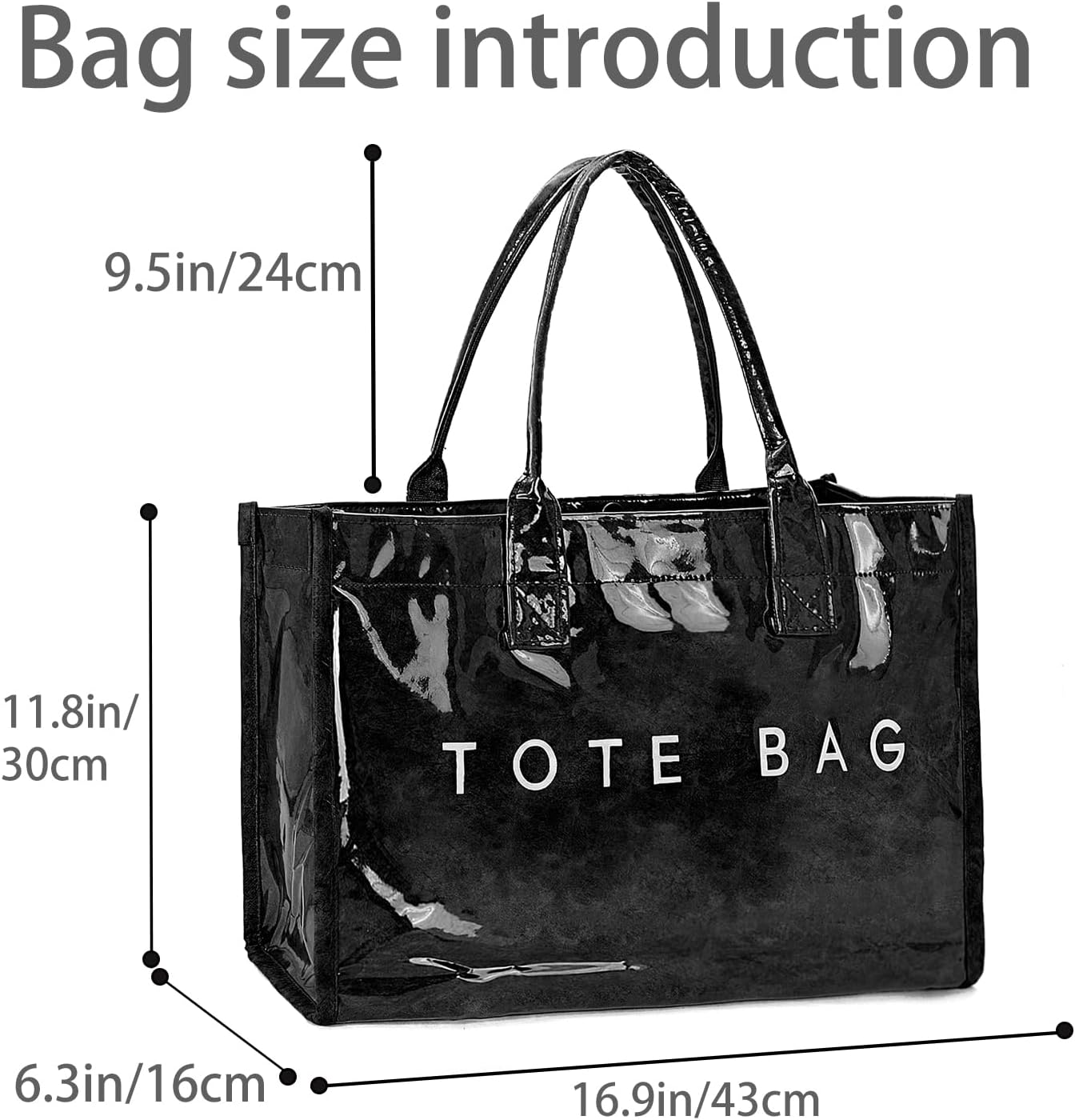SongKedora PVC Tote Bag for Women Large Work Plastic Tote Purse Letter Print Shoulder Bag Hobo Handbag with Top Handle - Image 6