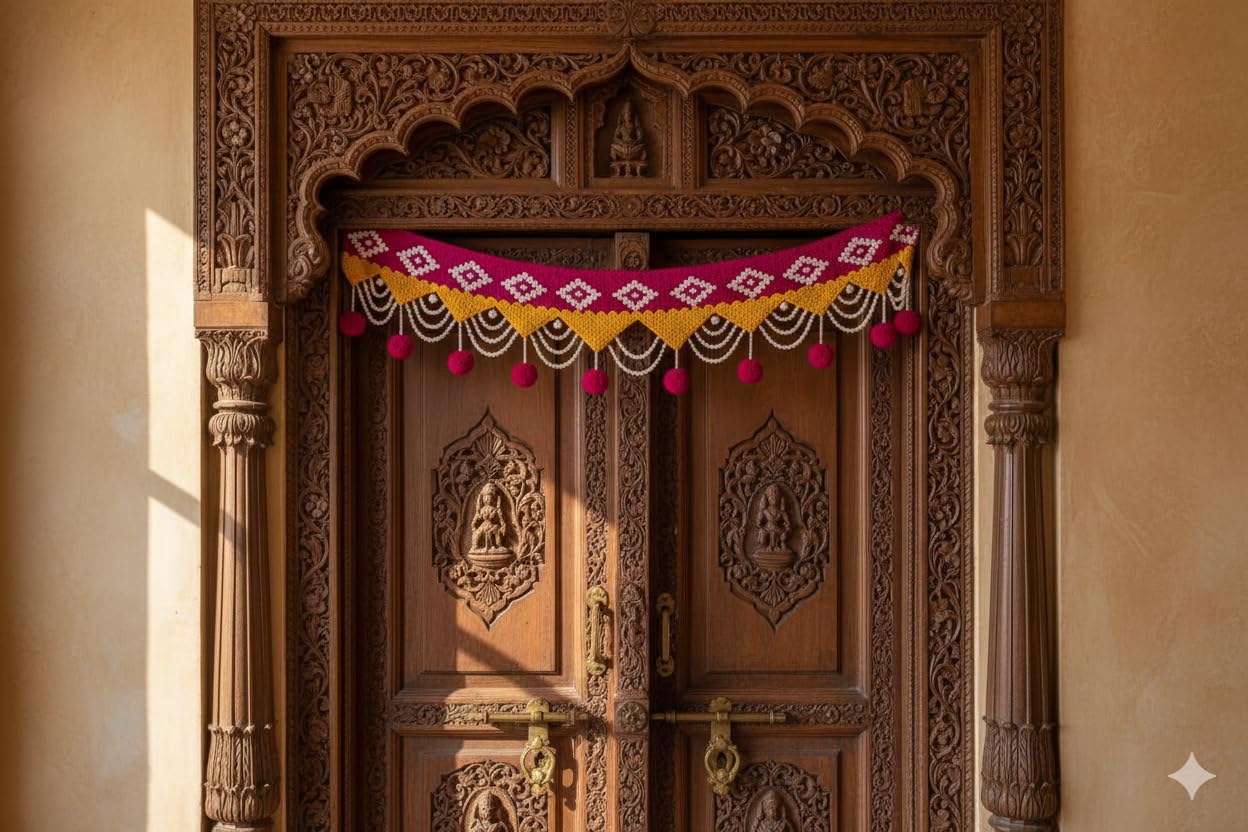 Handmade Woolen Toran - Diwali Decor & Wedding Gift -7 Handmade Woolen Toran - Diwali Decor & Wedding Gift -7