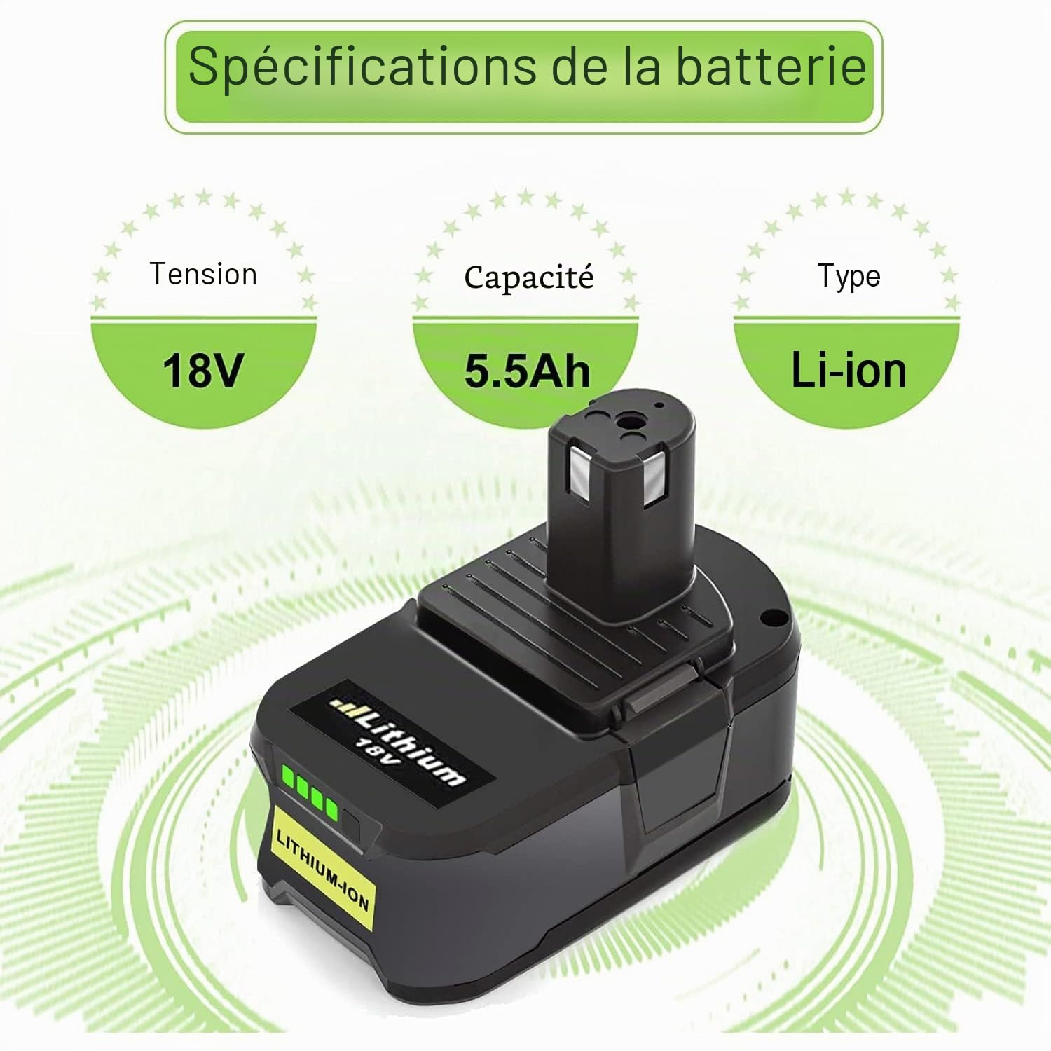 2X 18V 5,5Ah Batterie Remplacement pour Ryobi + 6A Double Chargeur Compatible with Ryobi One+ Batterie RB18L50 RB18L25 RB18L13 RB18L40 RB18L20 P108 P102 P103 P104 P105 P106 P107
