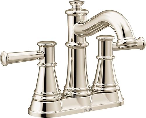Moen 6401NL Belfield - Grifo de baño central de dos manijas, níquel pulido