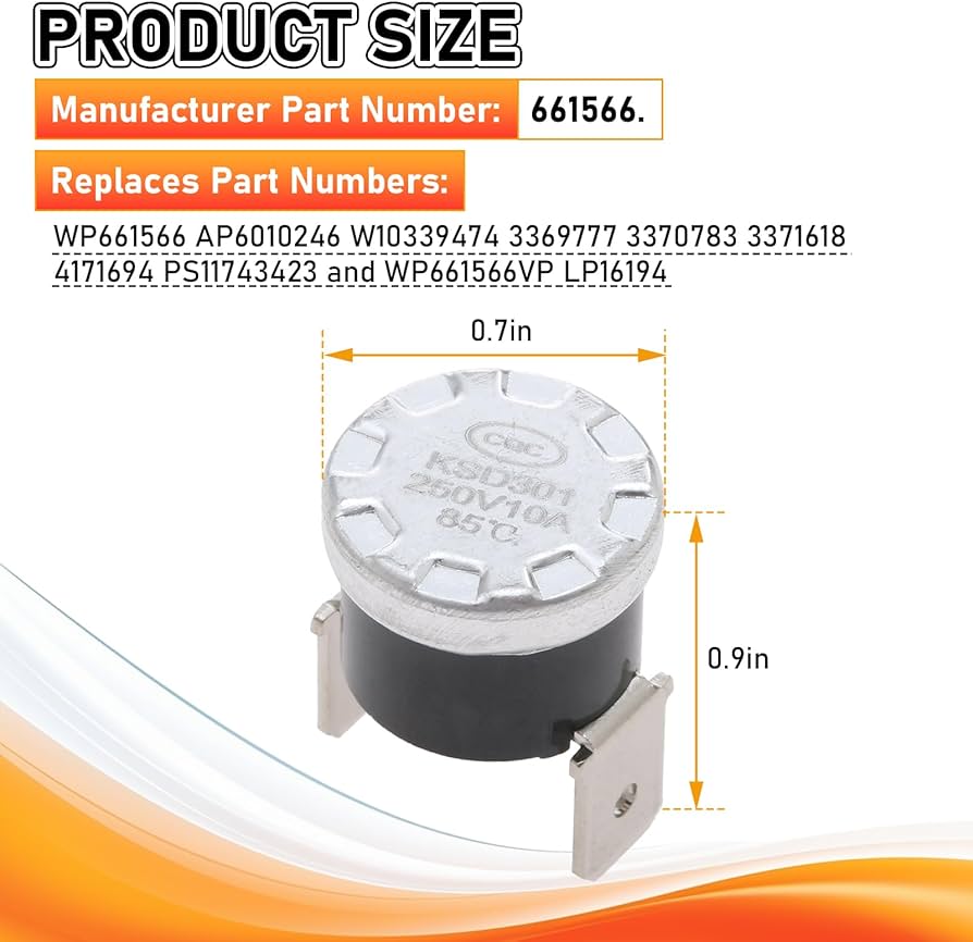 hydeist④ Amazon.com: 661566 Dishwasher High Limit Thermostat, Replacement