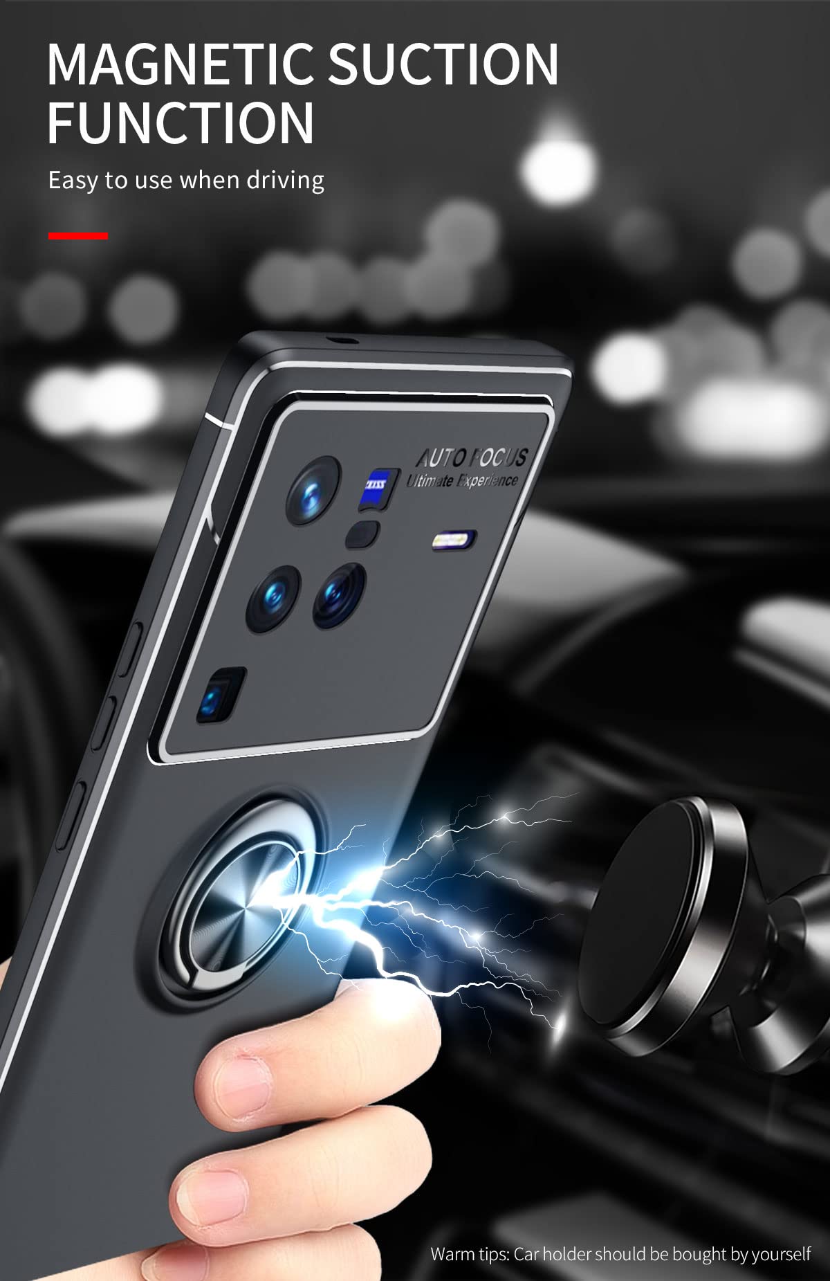 Custodia Per Vivo X80 Pro Con Supporto Girevole 360° - Morbida TPU Antiurto E Ultra Sottile - Compatibile Con Supporto Magnetico Auto - Colore Nero/Rosa Oro