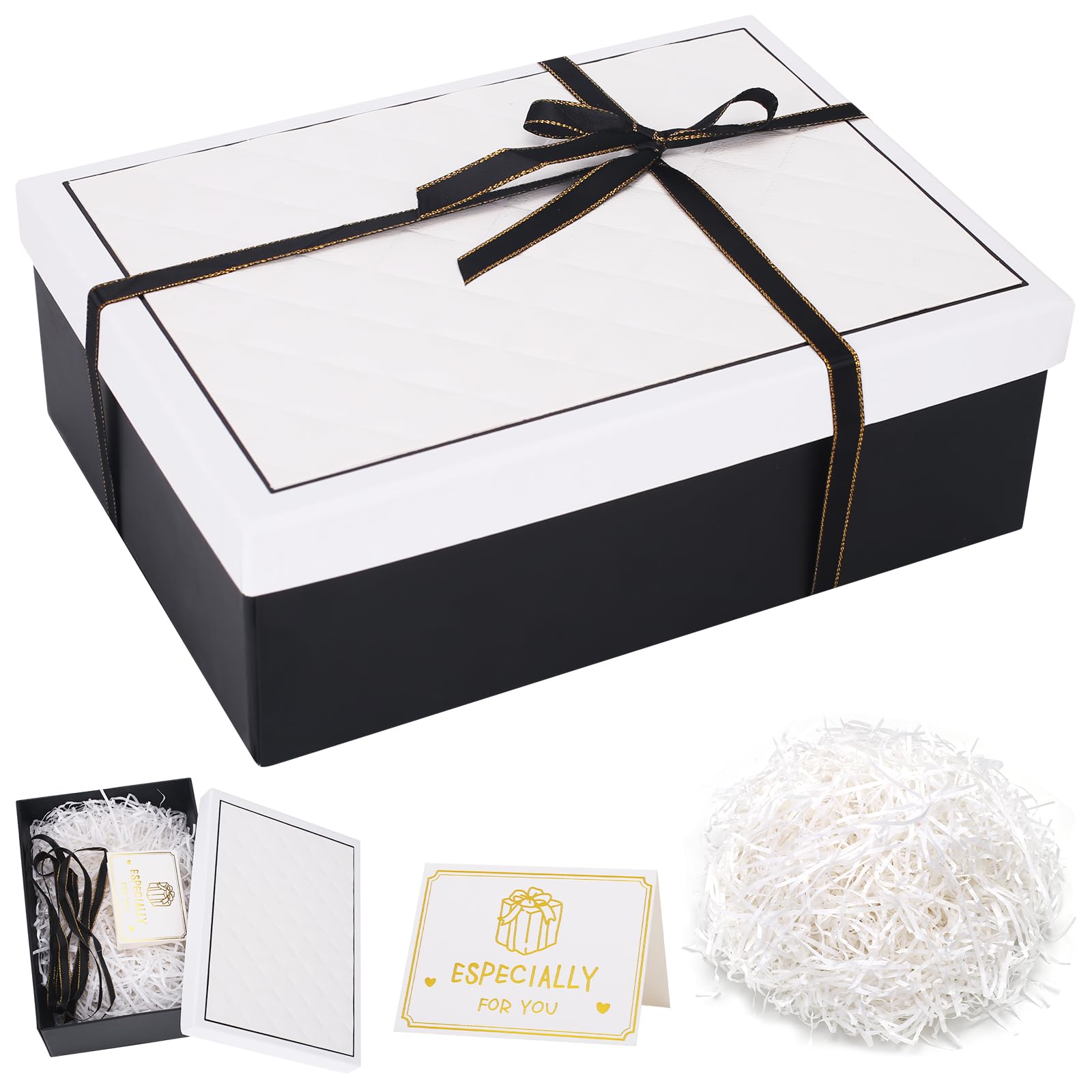 Weiße Geschenkbox mit schwarzem Boden (25x18x8,5cm)