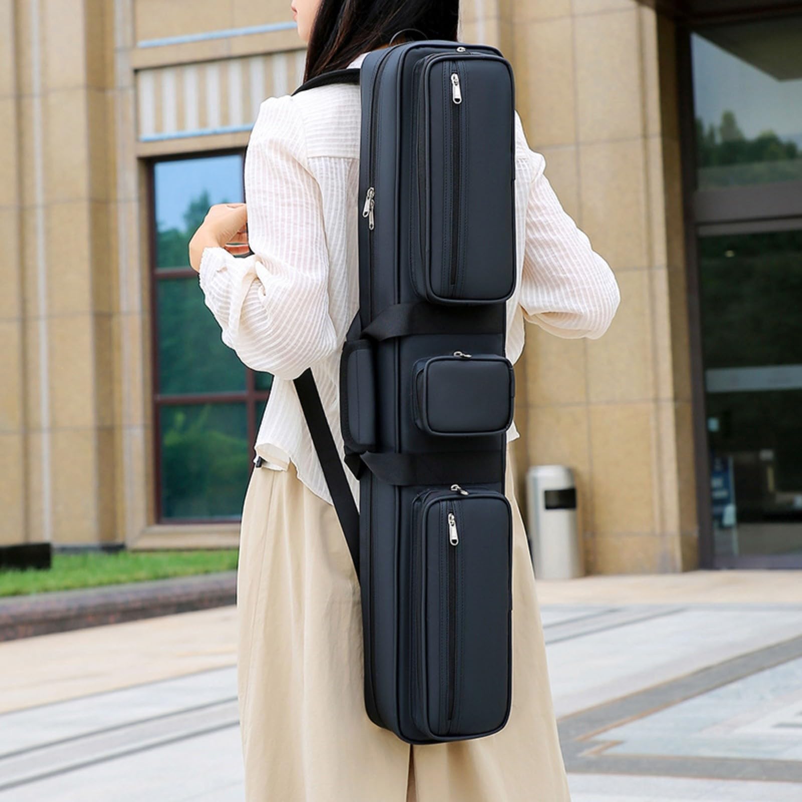 Harilla Tragbar Billard-Queue-Tasche Belastbar, Queue-Tasche mit Reißverschlusstaschen, strukturiert, für Billardhalle, Billardspieler