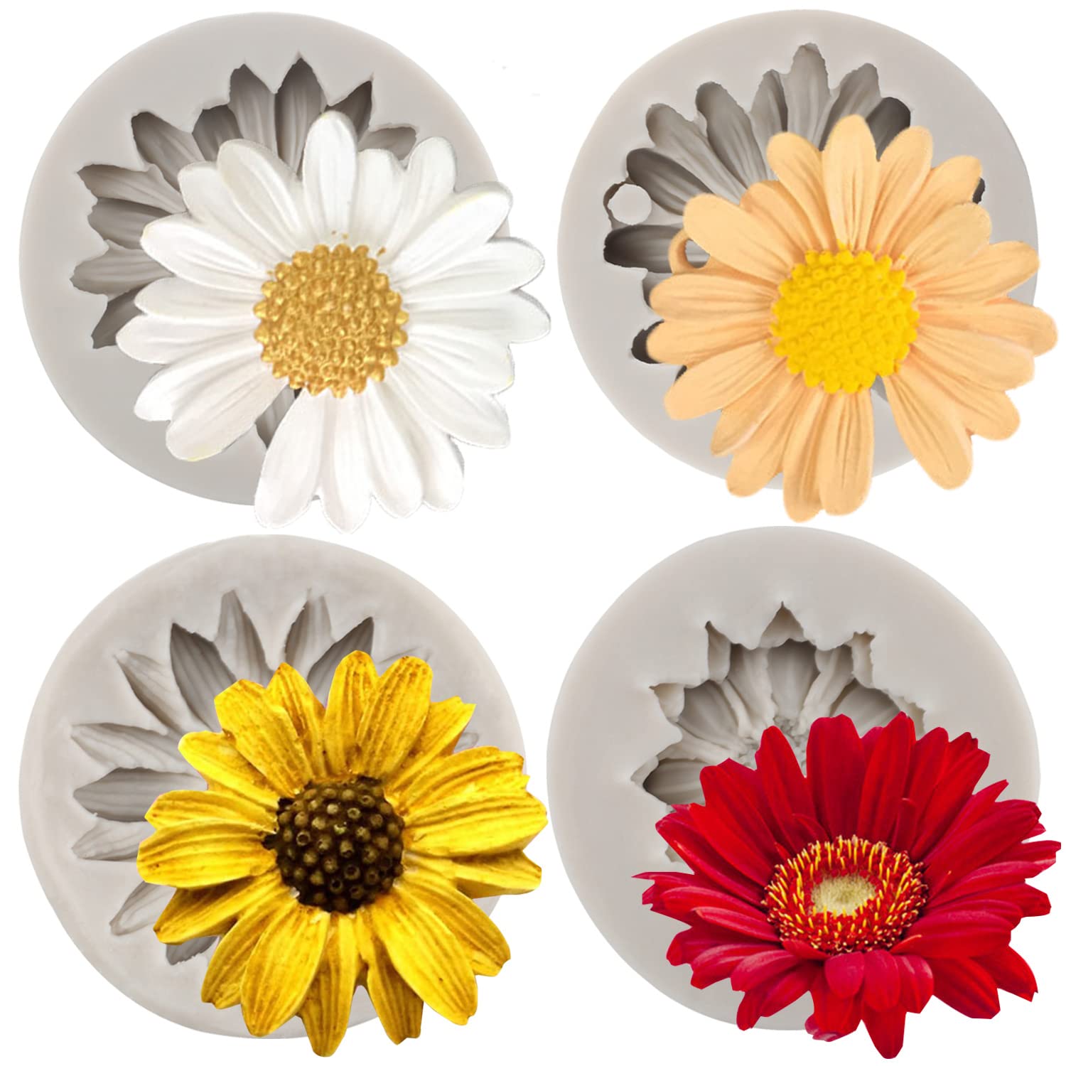 Silikonformen Gänseblümchen & Chrysanthemen – Für Fondant, Schokolade, Harz & Seife