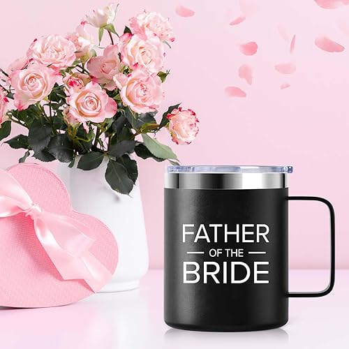 Miniatura 10 de Mejor oficial de bodas de novios  Taza de café aislada de regalo oficial de boda de aniversario  12 onzas con asa y tapa, acero inoxidable 304 tazas