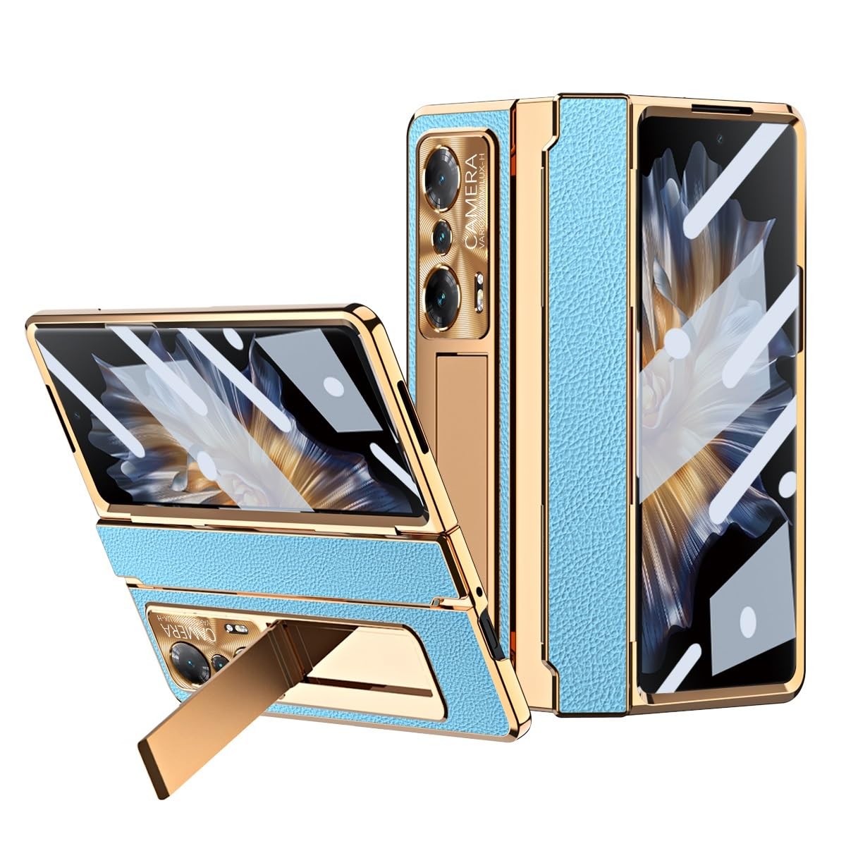 Coque Huawei Honor Magic VS dorée bleu avec protège-écran et béquille - 8