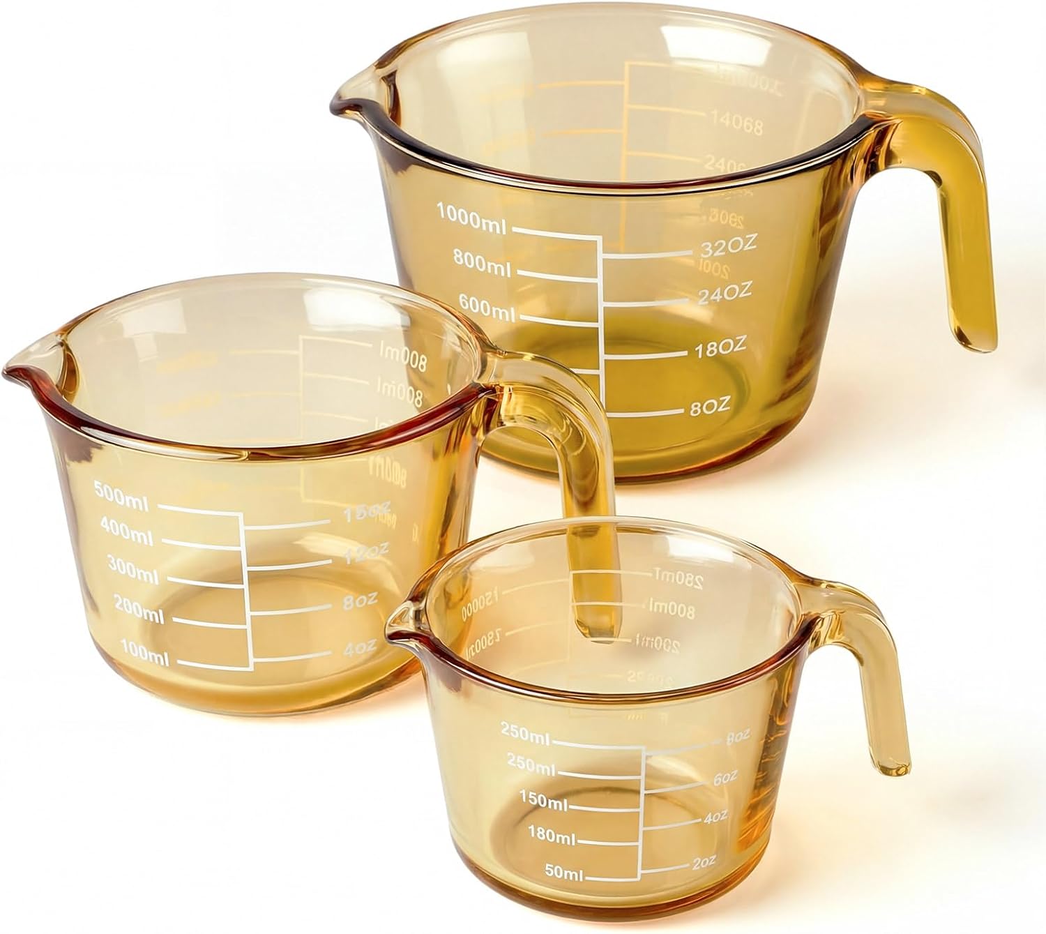 Domensi 3-pack Glass Measuring Cups Set, (1, 2 & 4 Cup) Measuring Cups for Prepping, Baking and Cooking, Preheated Oven, Dishwasher, Freezer, and Microwave Safe, Essential Kitchen Tools