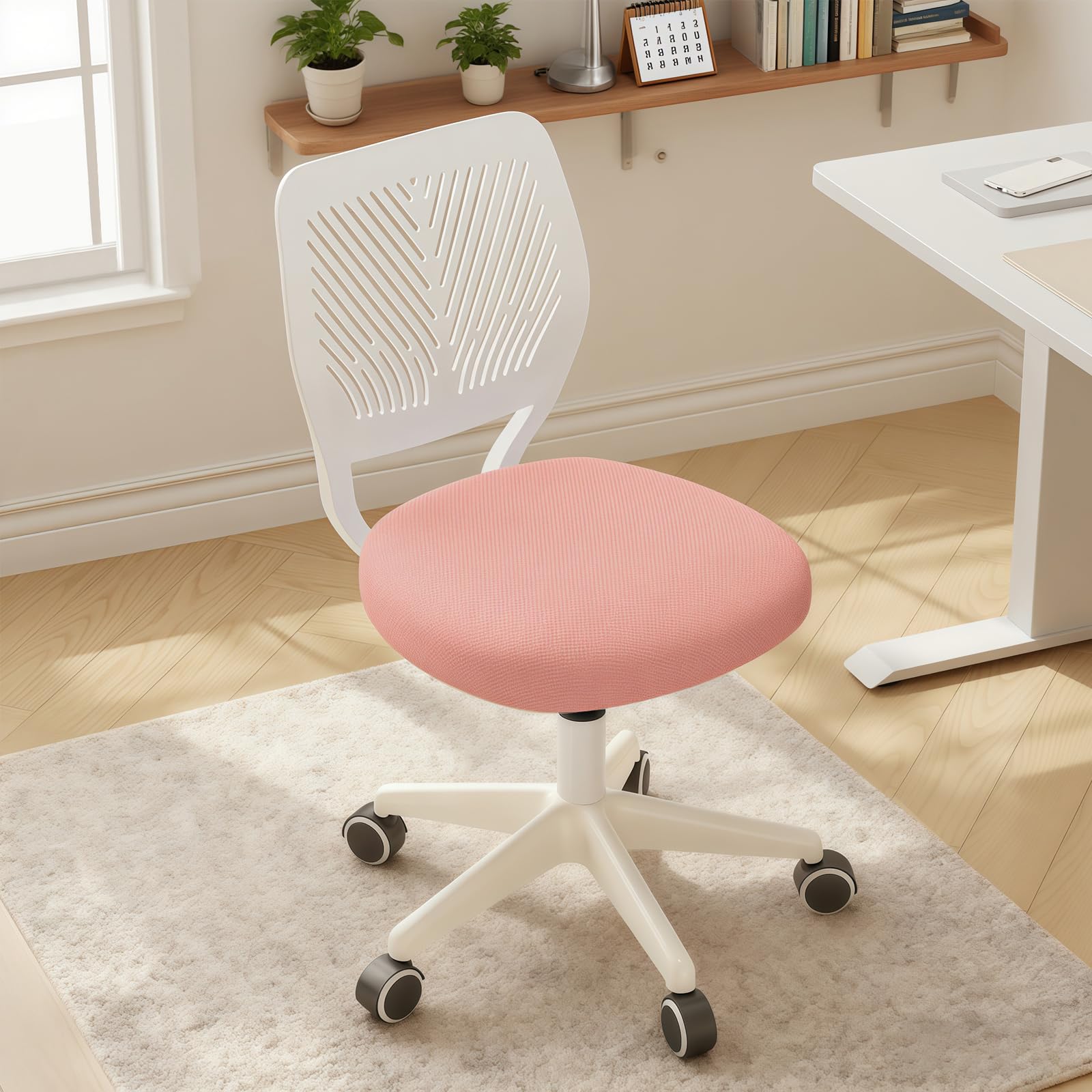 Armless Desk Chair Swivel Office Rolling Chair with Soft Padded Cushion Height Adjustable Small Task Chair Ergonomic Study
