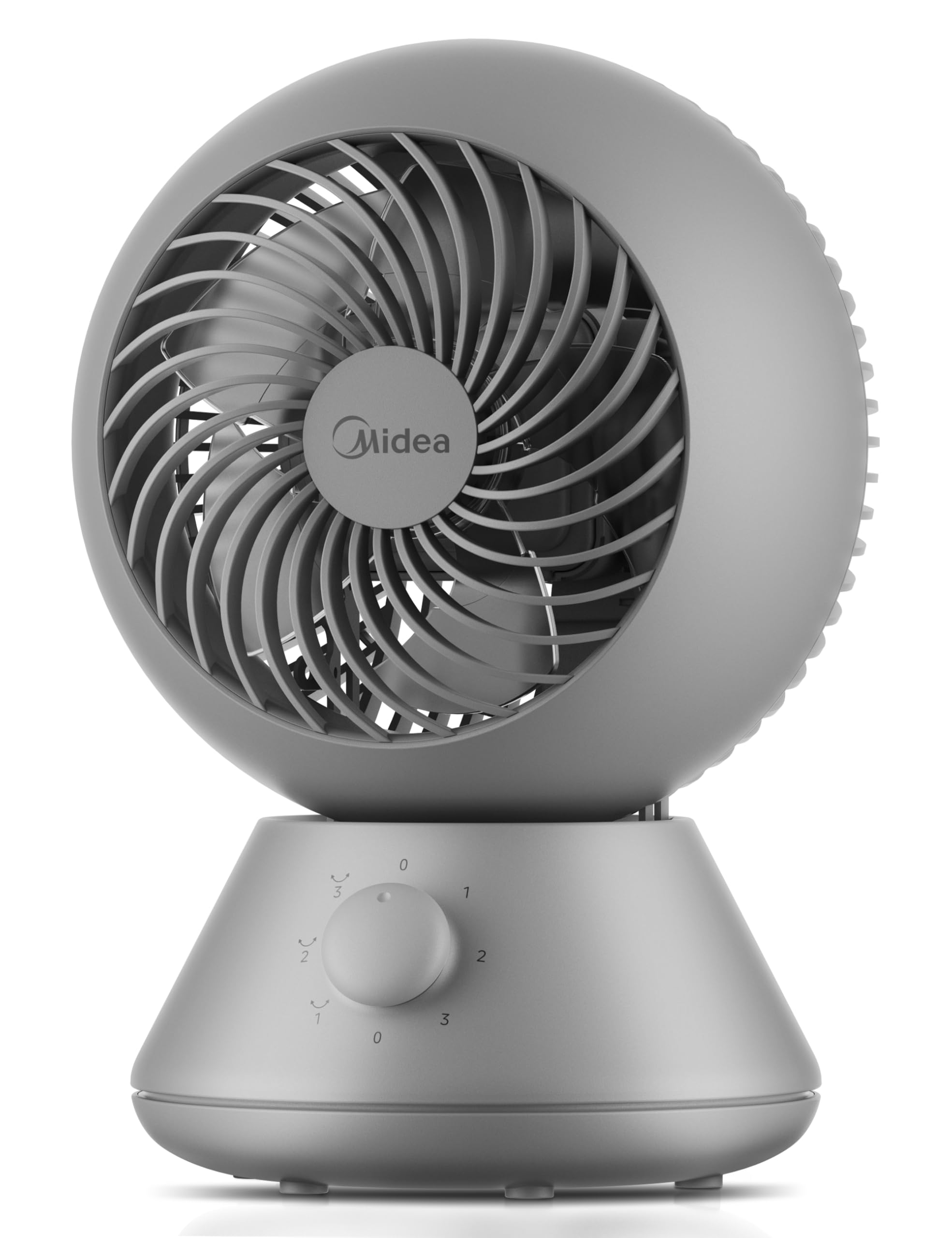 Midea MDF24JG Ventilatore da Tavolo Slienzioso 28dB, Diametro 20 cm per Circolazione Aria, Portata Potente 15m, Oscillazione 90°+90°, 3 Velocità Regolabili, Design Ultra per Camera e Ufficio
