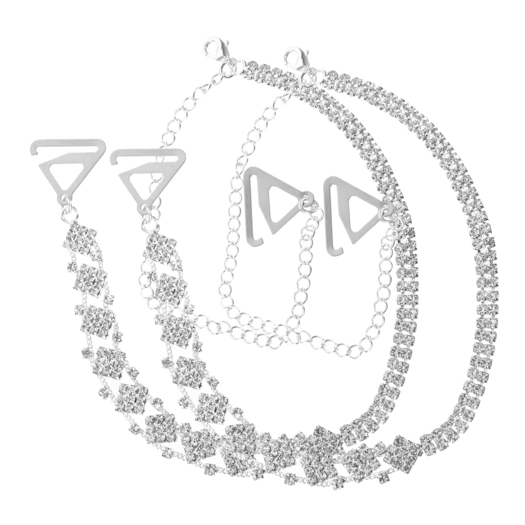Healeved Correas Del Sujetador Invisible Para Boda Accesorio De Hombro Vestido De Tirantes Correa De Hombro Con Diamantes De Imitación Reemplazo De Correas Metal Plata