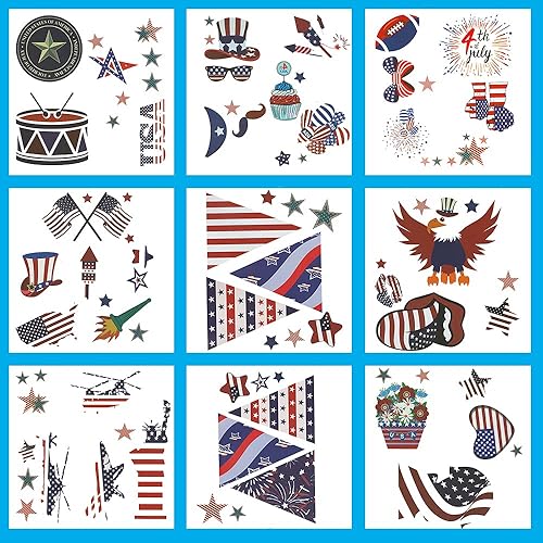 Miniatura 1 de Calcomanías patrióticas para ventana del 4 de julio, calcomanías de pared con estrellas y rayas rojas, azules, blancas, para el Día de la