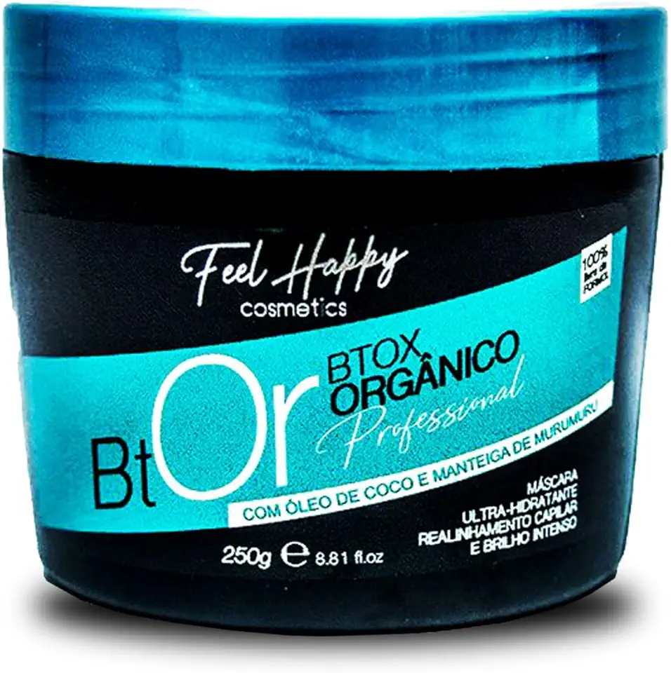 Mascara Capilar Anti Frizz BTox Orgânico Sem Formol 250gr Feel Happy