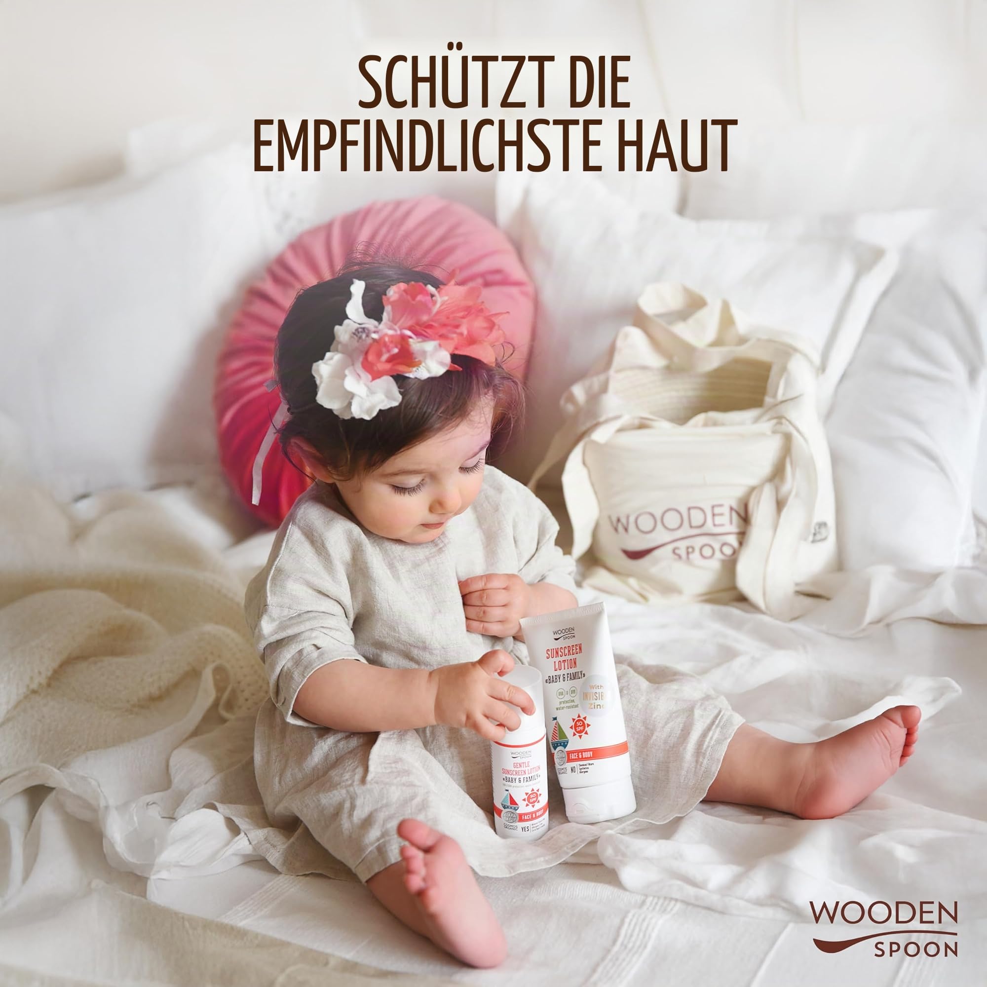 Wooden Spoon organische zertifizierte Sonnenschutzlotion "Baby & Familie" SPF50 100% Mineralfilter, 100ml