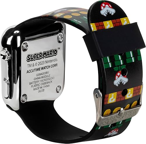 Miniatura 4 de Accutime Nintendo Super Mario Digital Flashing LCD Reloj de pulsera para niños, niñas, niños pequeños con correa negra (Modelo GSM4203AZ), Negro -,