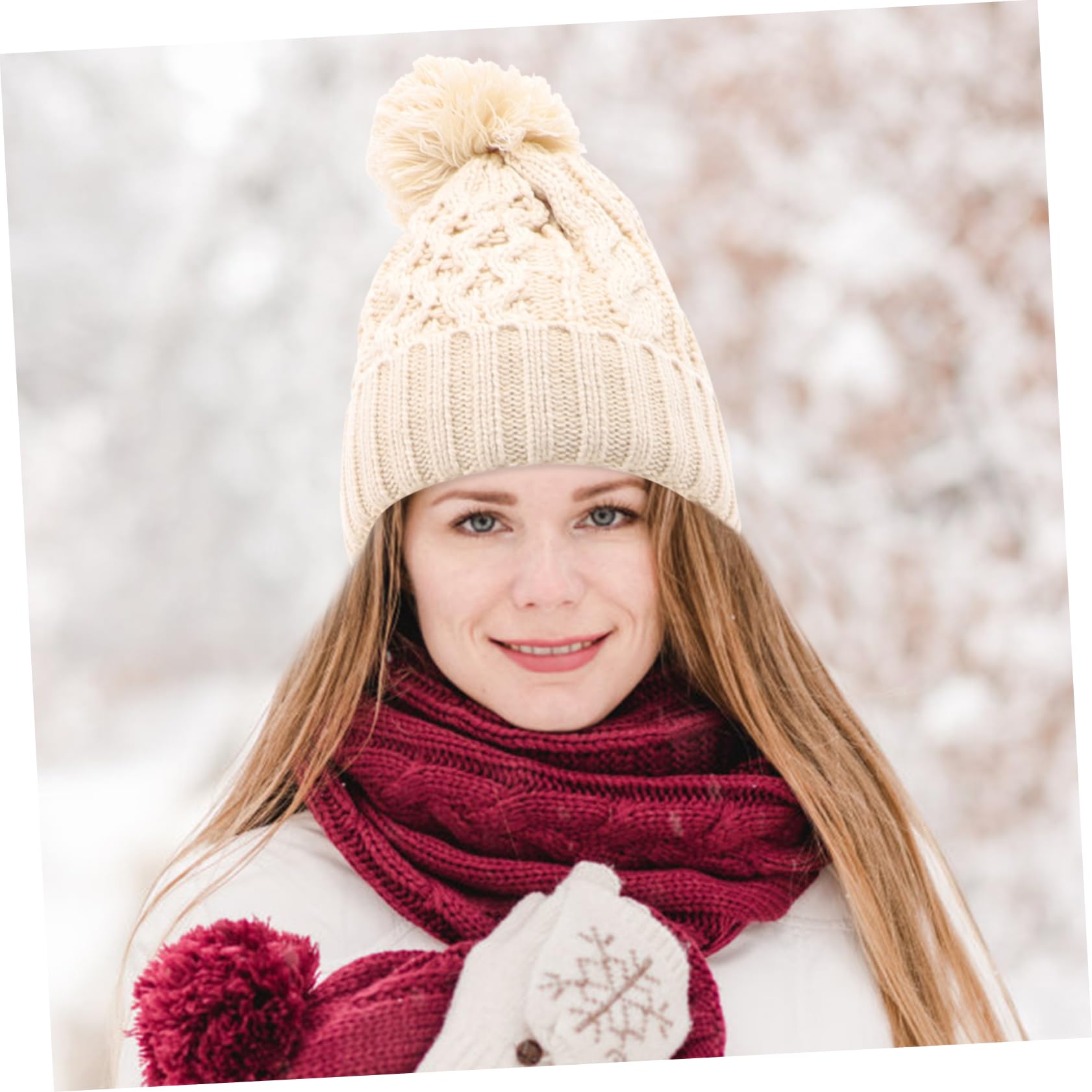 Holibanna gorro de lana otoño invierno guantes calientes de punto guantes de punto guantes para clima beanie trajes de esquí para mujeres accesorios de invierno hilo