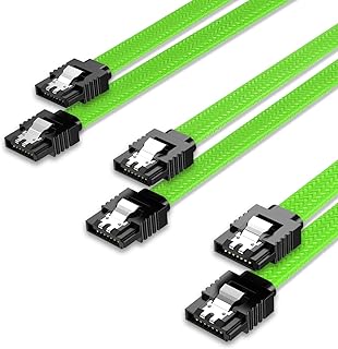 QIVYNSRY 3PACK SATA Cable III 3 Pack 6Gbps Straight HDD SDD Data Cable with Locking Latch 18 Inch for SATA HDD, SSD, CD Driver, CD Writer, Green