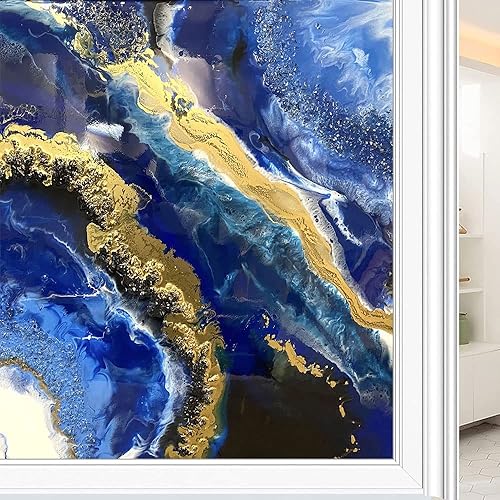 Película estática de mármol para ventana, pintura de arte abstracto, textura de mármol, película de vidrio para decoración del hogar de ventanas de