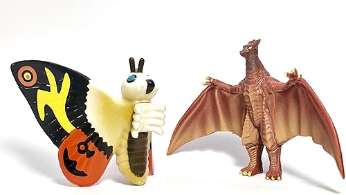 Miniatura 7 de EZFun Juego de 10 juguetes Godzilla con bolsa de transporte, figuras de acción articuladas movibles 2019, mini dinosaurio Mothra Imago quemando