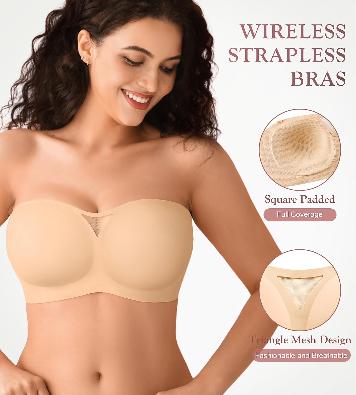 DEANGELMON Strapless Jelly Bras for Women Push Up Wireless Seamless Non Slip Bandeau Bra Womens Supportive Padded Tube Bra thumbnail