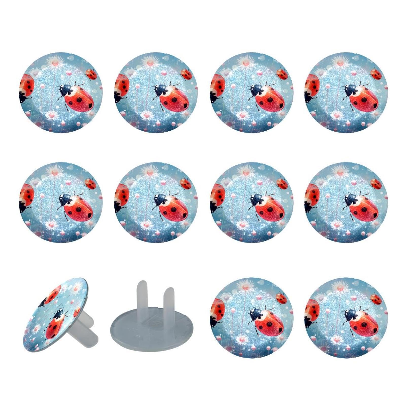 24 Pieces Child Proofing Outlet Covers, Ladybug Electrical Safety Socket Caps for 2-Prong Power Wall Plate