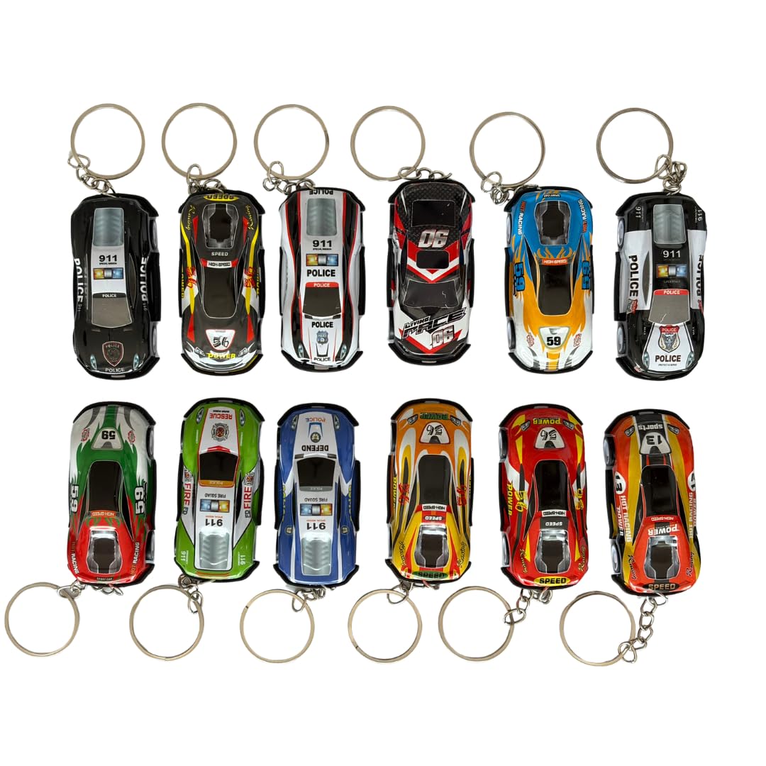 Pack of 12 Mini Racing Car Keychains for Kids | Assorted Colorful Toy Car Key Rings | Return Gifts for Birthday Party | Backpack Hanging Charm | Key Holder for Boys Girls-image-38