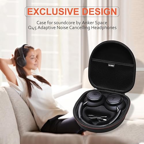Miniatura 8 de LTGEM - Funda rígida para auriculares Anker Soundcore Space Q45  Q35 con cancelación de ruido adaptativos, bolsa protectora de almacenamiento (negro)