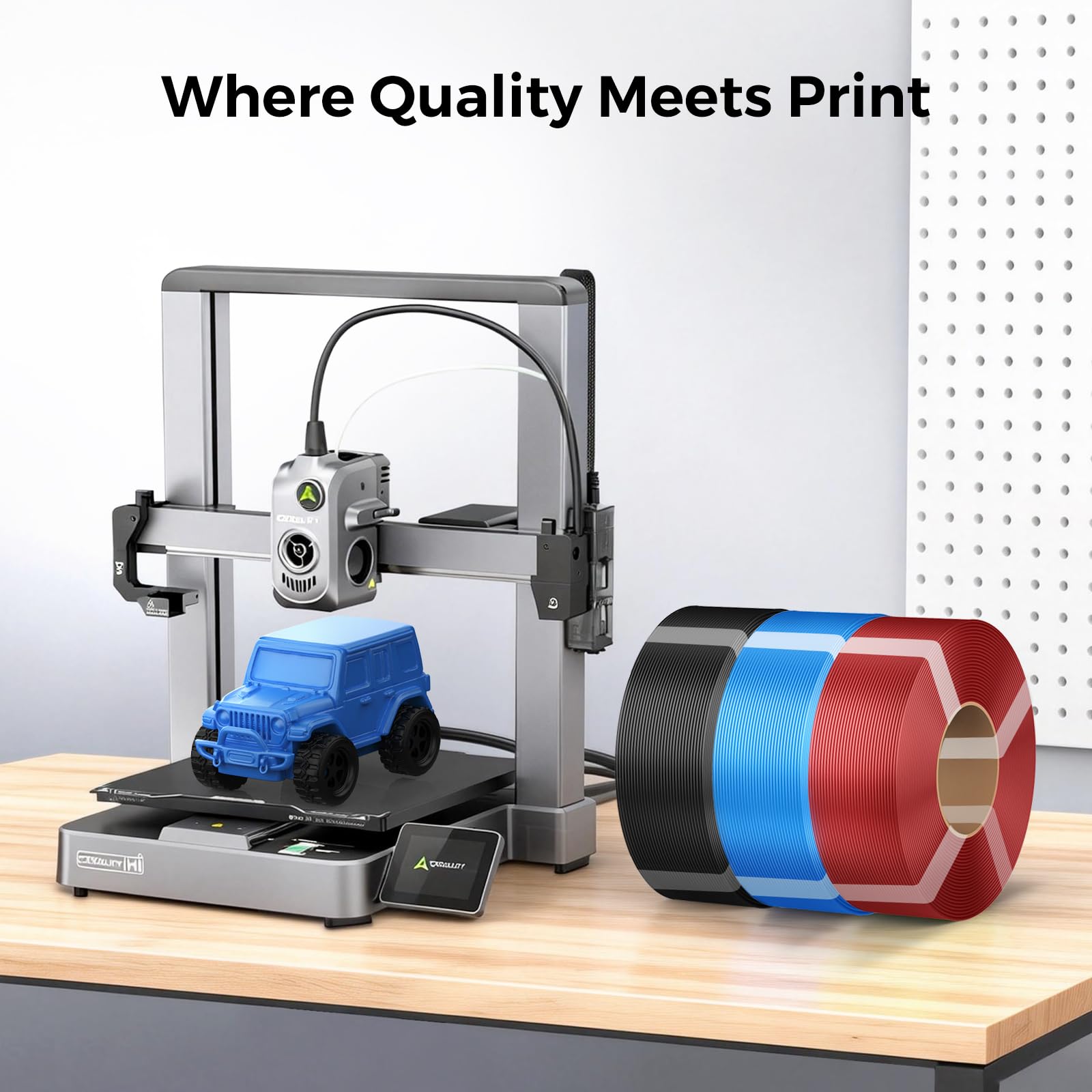 Creality Refill PETG Filament, Resistente y Duradero, Precisión Dimensional de 1,75mm±0,03mm, para Bobinas Reutilizables de Bambu Lab, Filamento para Impresoras 3D, 4kg (8,8lb), Negro Blanco Rojo Azul