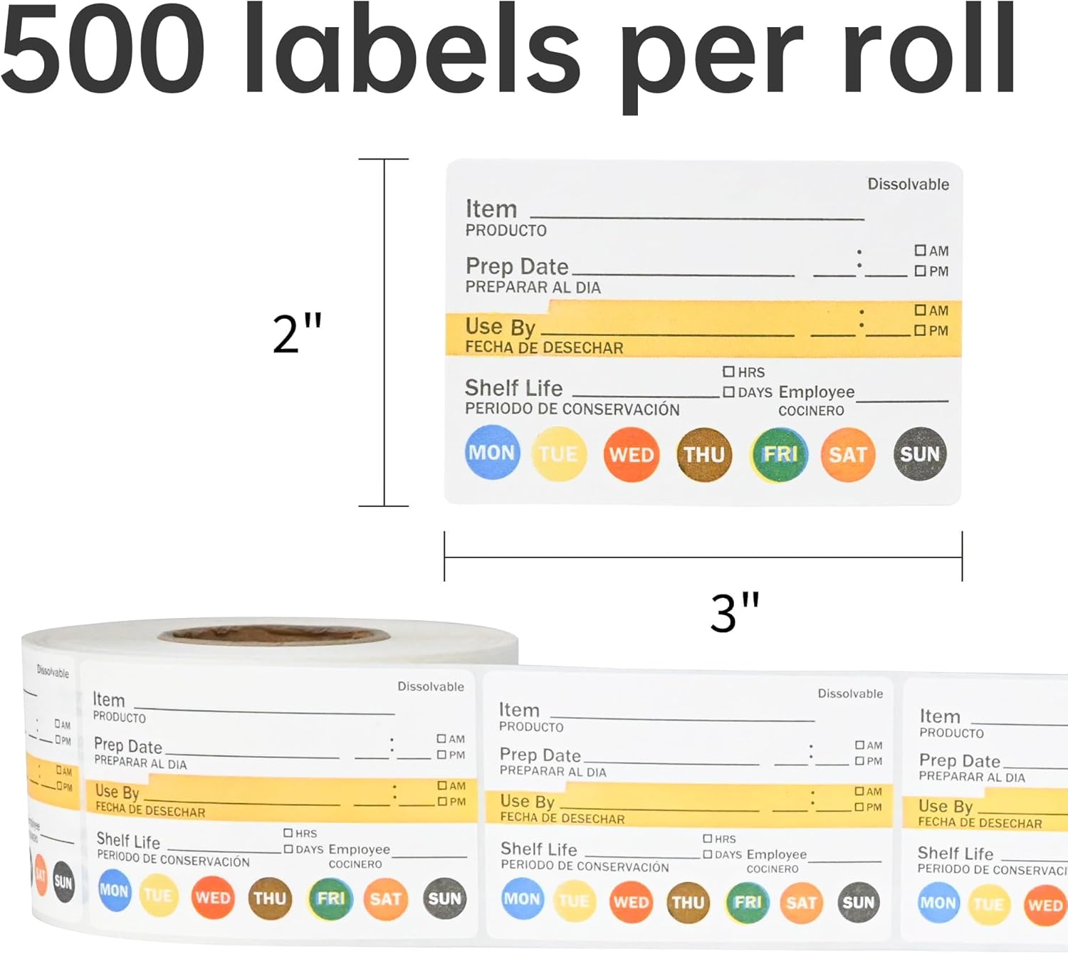 L LIKED Dissolvable Food Labels 2”x 3" No Residue Food Storage Labels for Kitchen，Washable Mason Jar Labels, Bottle Labels Easy to Write -500 Labels(Matte White…