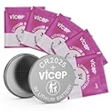ViCep 5-Pack CR2025 Battery CR 2025 Batteries 3V Lithium Coin Cell for Car Key Fob, Watches, Remote Control, Alarm Sensor & More, Individual Wrapped