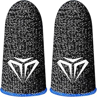 Gaweb Fundas para dedos para videojuegos, a prueba de sudor, transpirables, 0,98 mm, delgadas, para mando de videojuegos, mangas de dedos, guantes para el pulgar, azul, A
