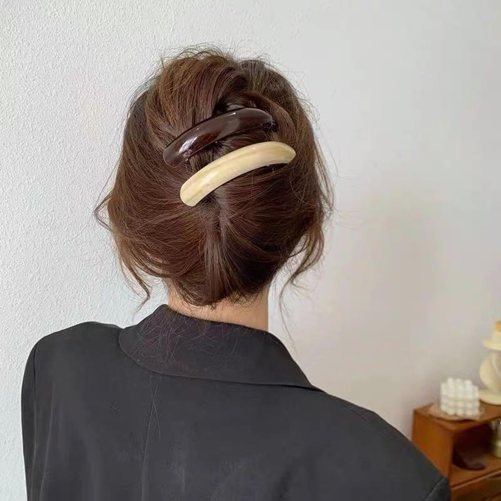 6Pcs Beautiful Classic Automatic Hair Clip French Design Barrette Hair Clips Retro Shell Hair Barrettes Anti Slip Rubber Skinny Hair Barrettes for Women Girls - Image 4