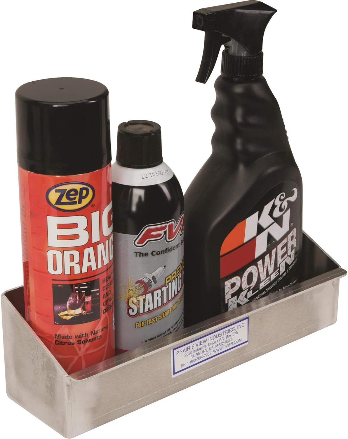 Speedway Motors 8 Spray Can Shelf Organizer, Aluminum Trailer and Shop Storage Rack, Holds Eight Cans, 21 Inch Wide, Tuff Resistant Natural Finish