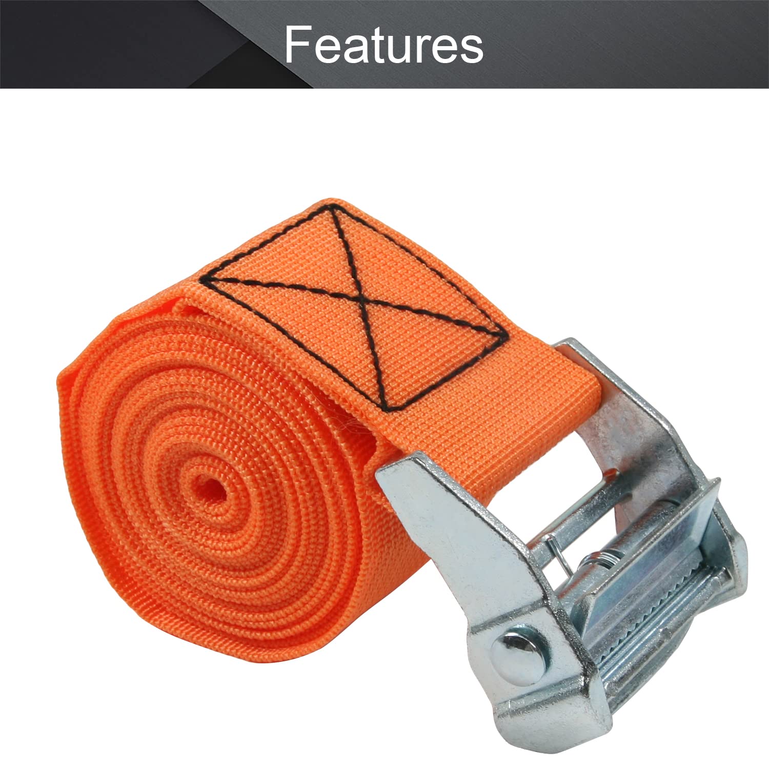 MroMax Cam Buckle Lashing Straps - 2 Pack, 1.97" X 9.84ft, 500kg Load Capacity, Black - View #12