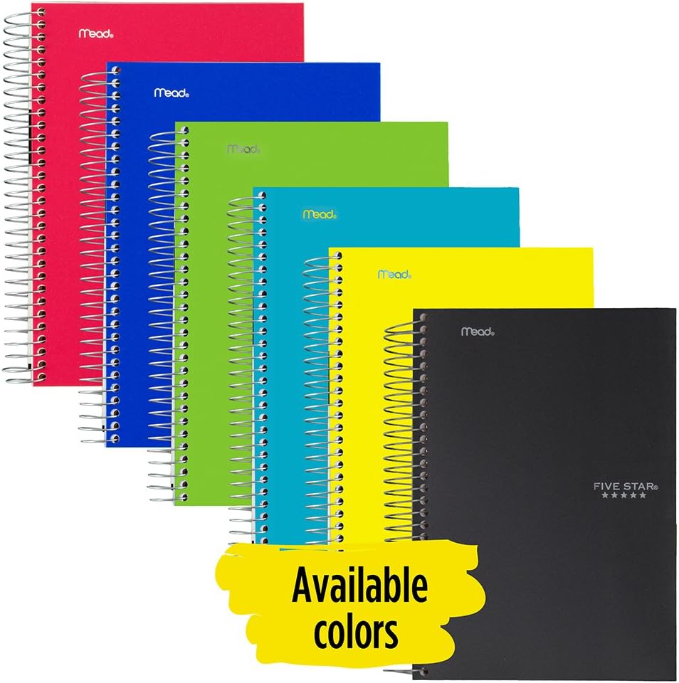 Five Star Spiral Notebook, 1 Subject, College Ruled Paper, 100 Sheets, Colored Small Note Book, Lined Paper, Home School Supplies for College Students & K-12, 7" x 5", Personal Size, Teal (45484AA4) : Office Products