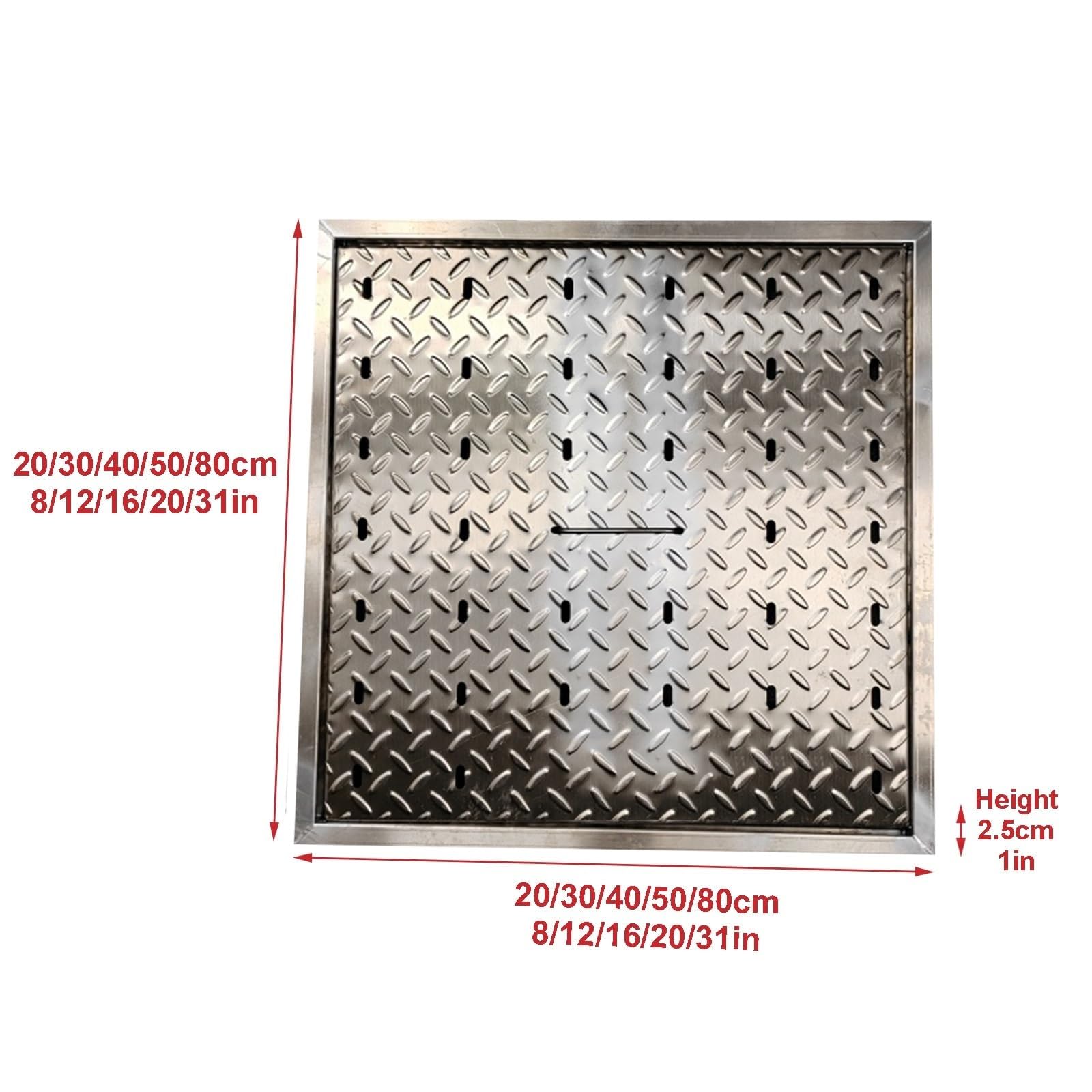 Couvercle de Regard en Acier Inoxydable Épais, Plaque Égout Antidérapant 100x100x3cm