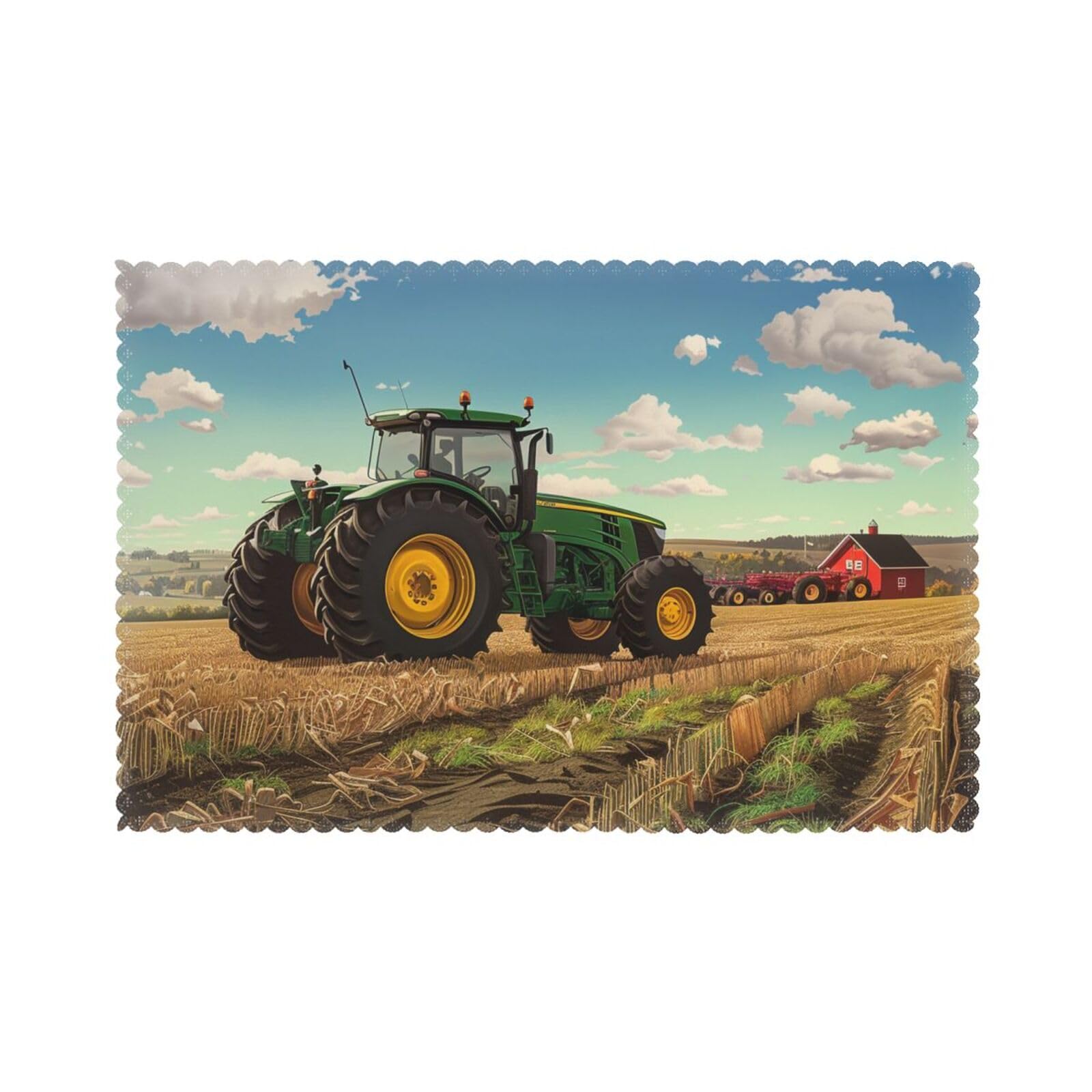 Tractor Farm Printed Placemat Heat Resistant Place Mats Set of 6 PCS Washable Kitchen Table Mats, 12x18 Inch