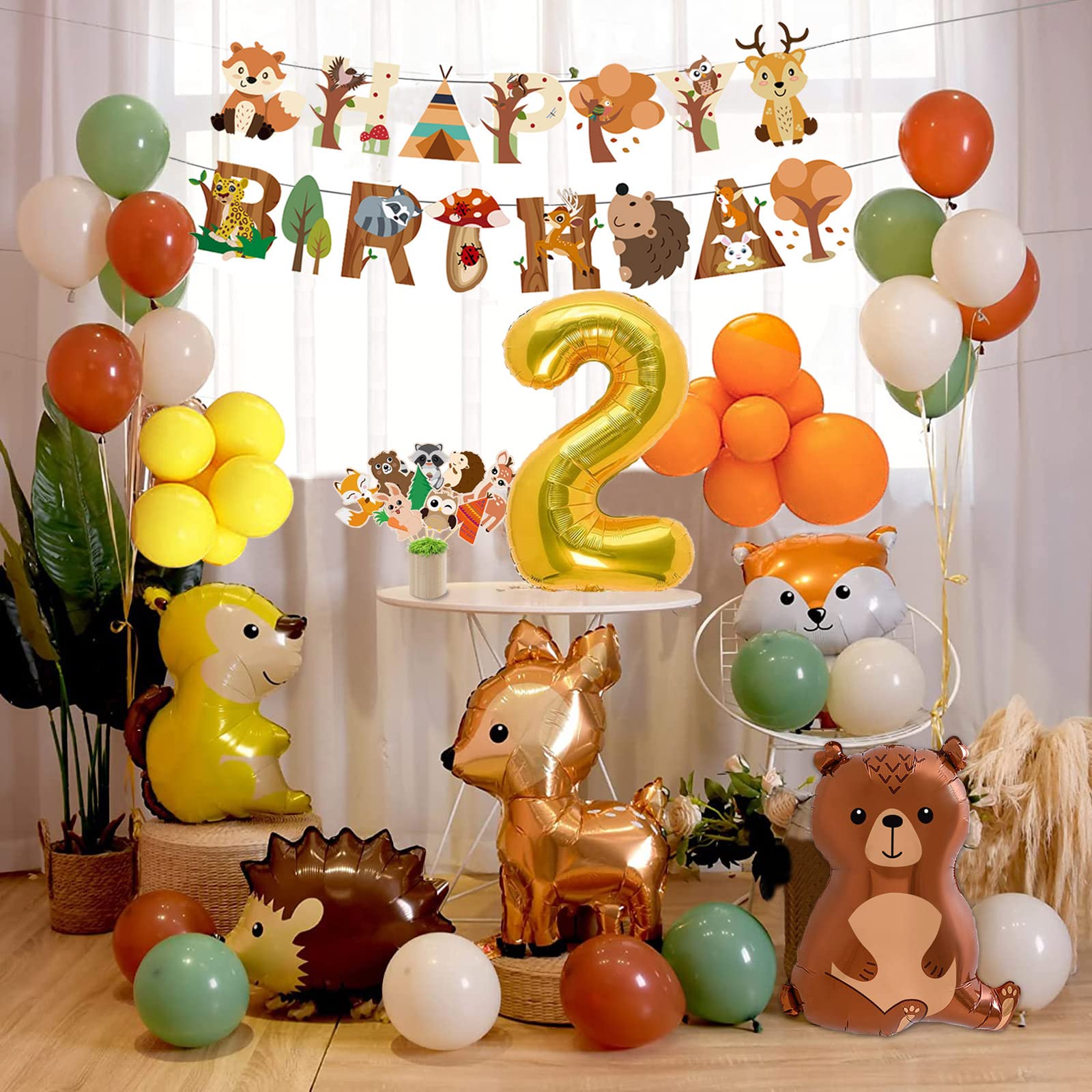 Décoration Anniversaire 2 Ans Jungle - Ballons Animaux, Bannière, Latex/aluminium, Thème Safari Pour Garçon/fille, Kit Fête