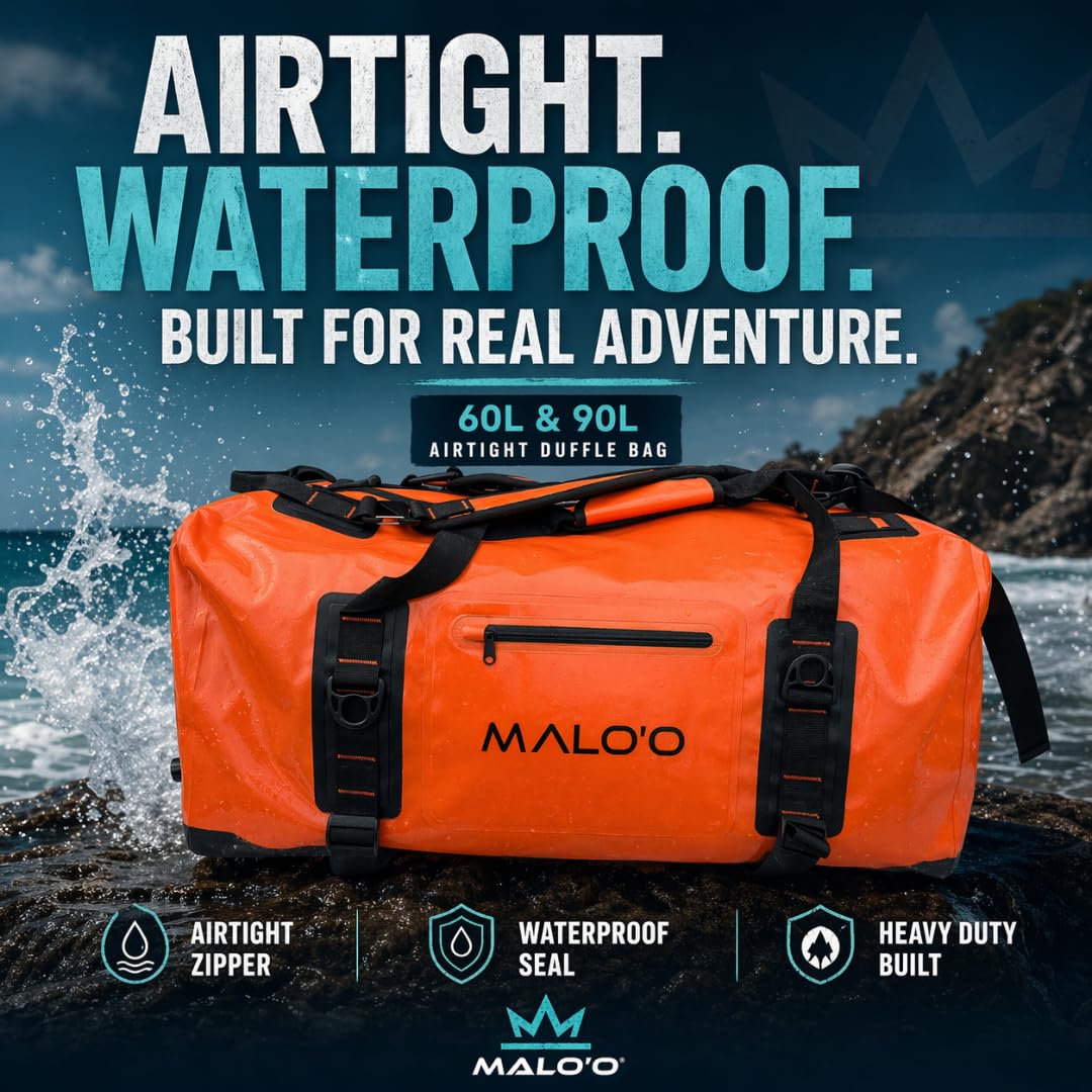 Malo'o DryPack Rucksack Duffle Bag (Dunkelgrün, 60L)