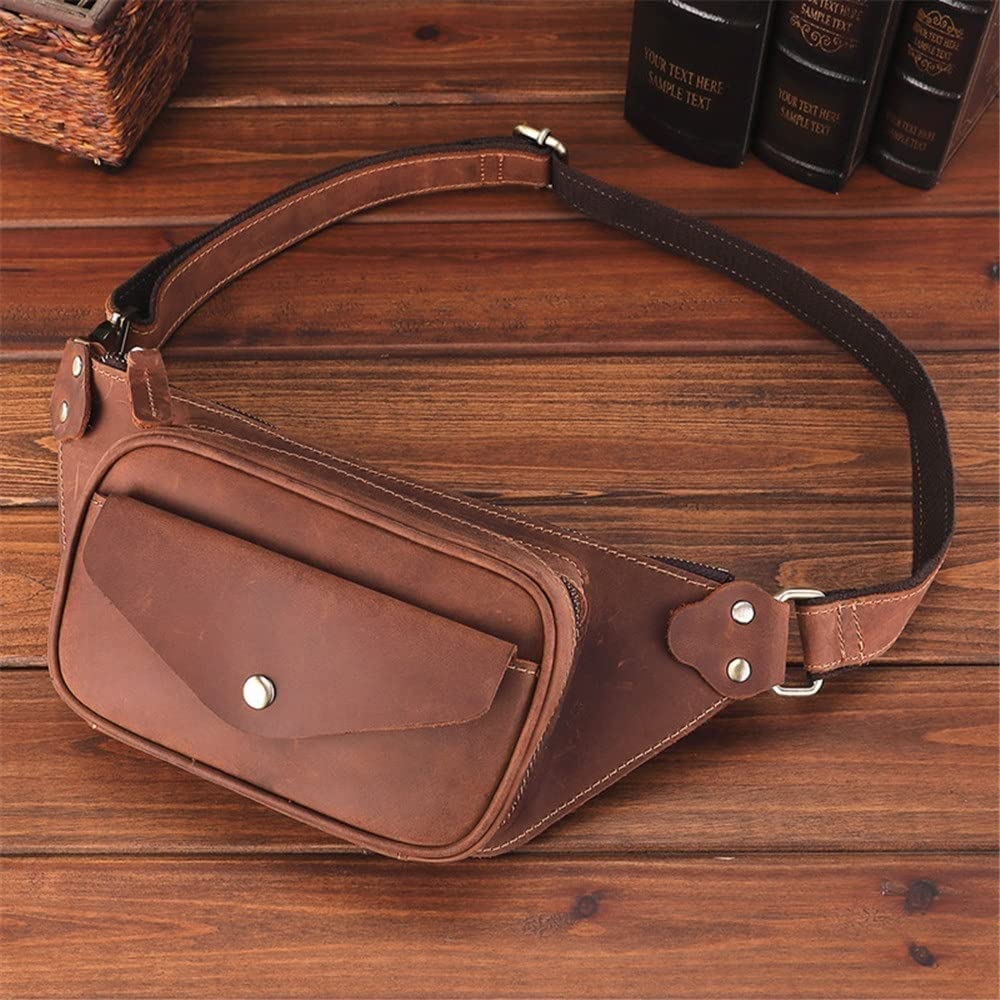 Skórzana Męska Torba Typu Crossbody Na Co Dzień, Podróżna, Etui Na Papierosy, Torba Podróżna Na Pas, Męska,Brown-35 * 14 * 7cm
